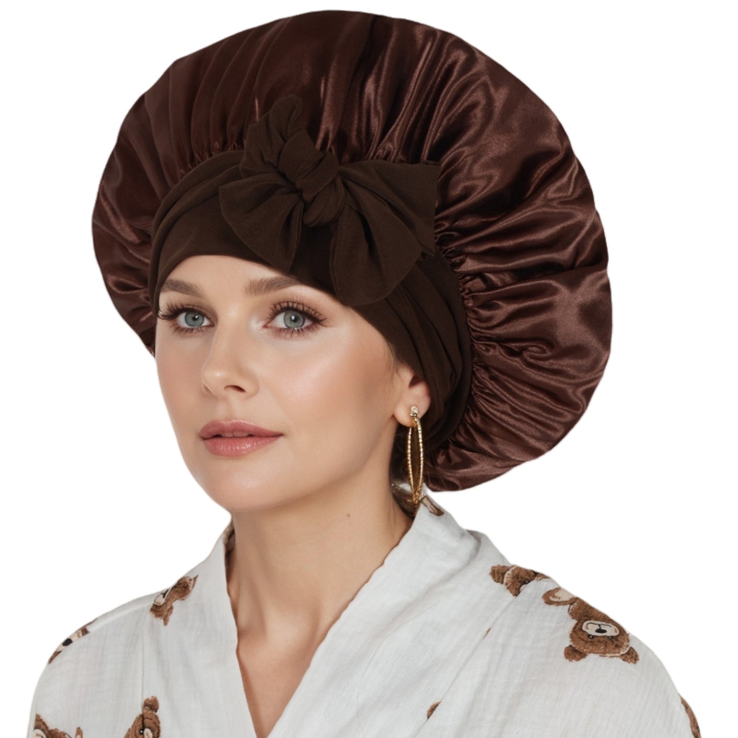 Anna-Kaci Silk Bonnet for Sleeping Satin Lined Hair Bonnet with Long Tie Band for Women Curly Hair