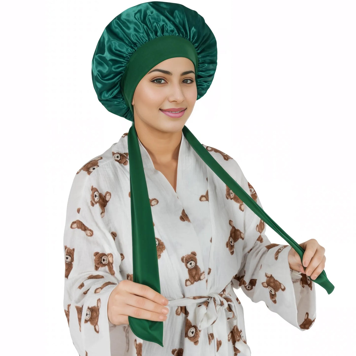 Anna-Kaci Silk Bonnet for Sleeping Satin Lined Hair Bonnet with Long Tie Band for Women Curly Hair