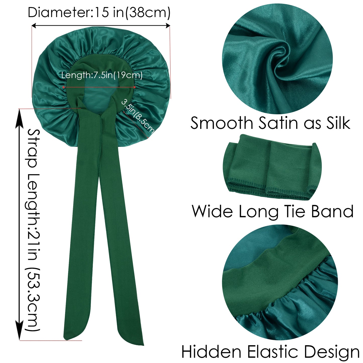 Anna-Kaci Silk Bonnet for Sleeping Satin Lined Hair Bonnet with Long Tie Band for Women Curly Hair