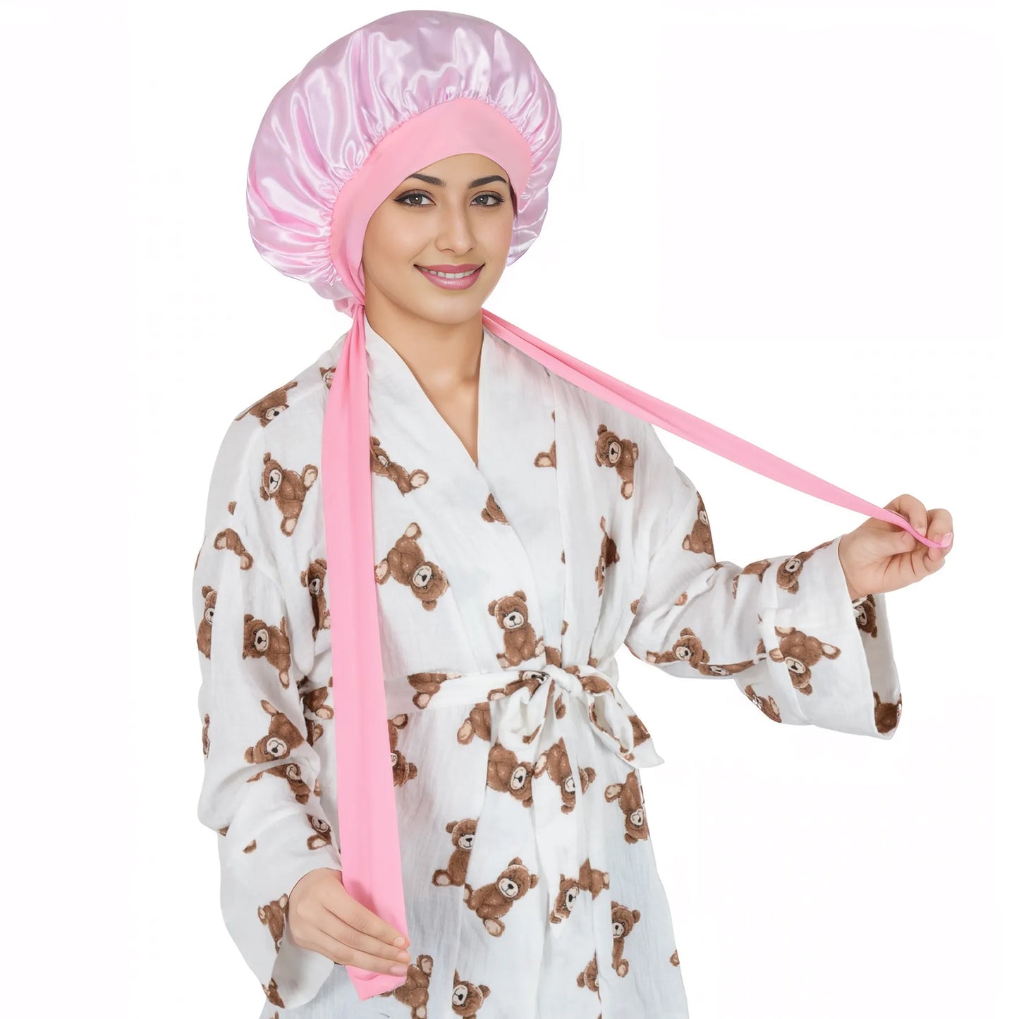 Anna-Kaci Silk Bonnet for Sleeping Satin Lined Hair Bonnet with Long Tie Band for Women Curly Hair