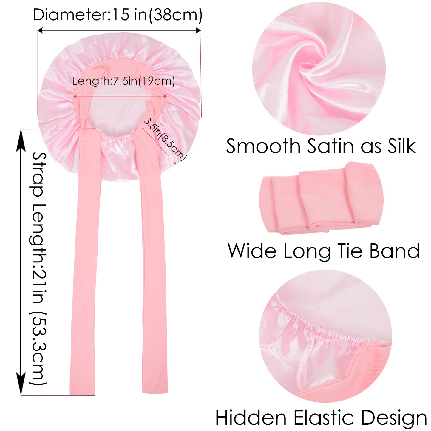 Anna-Kaci Silk Bonnet for Sleeping Satin Lined Hair Bonnet with Long Tie Band for Women Curly Hair
