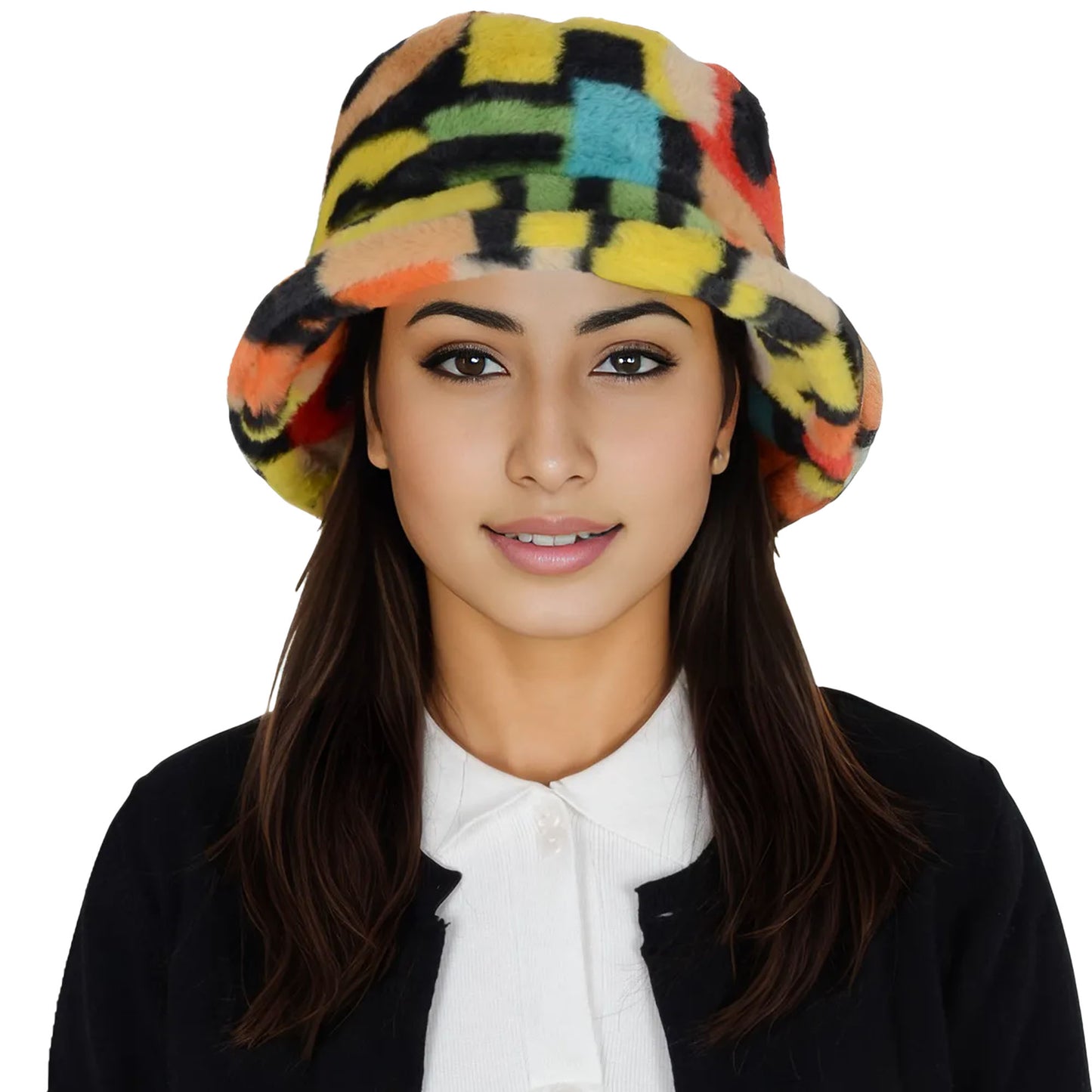 Anna-Kaci Comfy Faux Fur Fuzzy Bucket Hat Colorful Winter Warm Hat Plush Fisherman Cap for Women