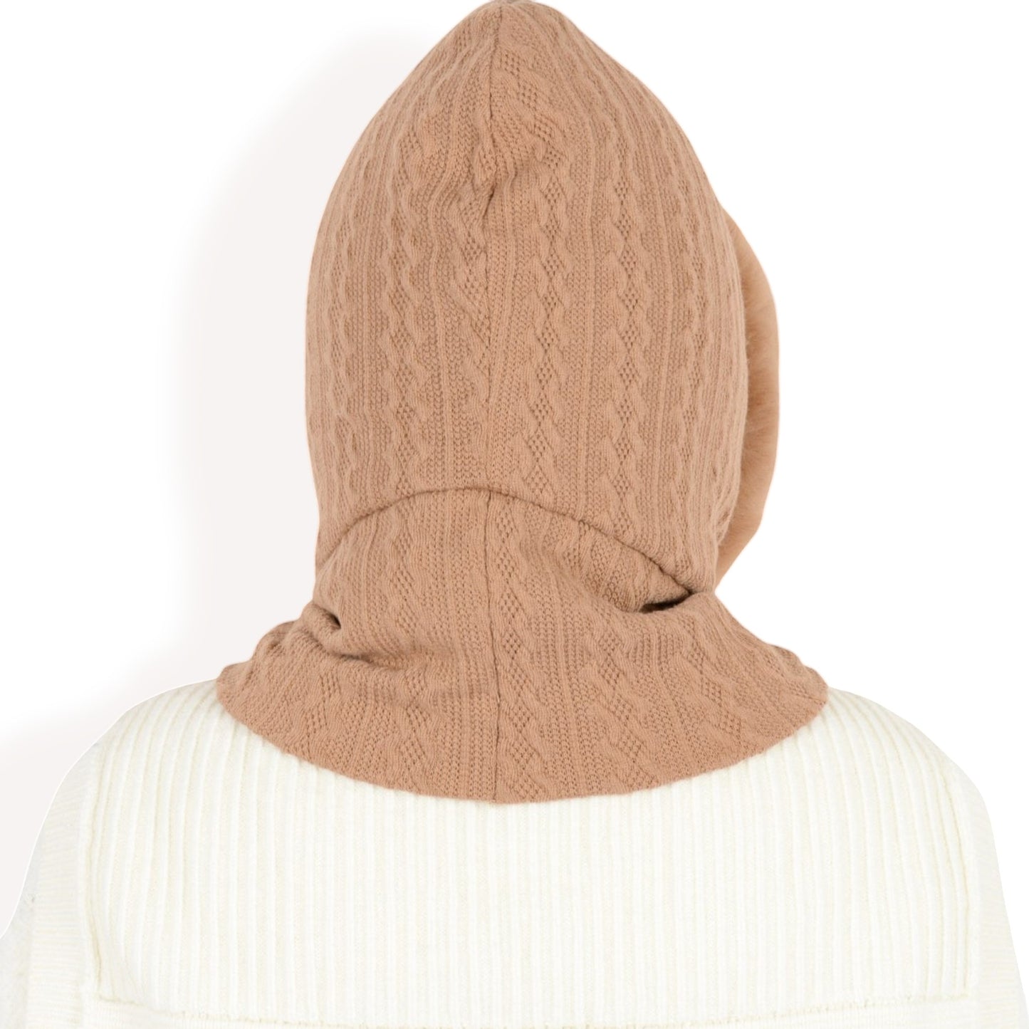 Anna-Kaci Women's Faux Fur Lined Knit Hooded Scarf with Adjustable Drawstring and Full Coverage for Winter Warmth