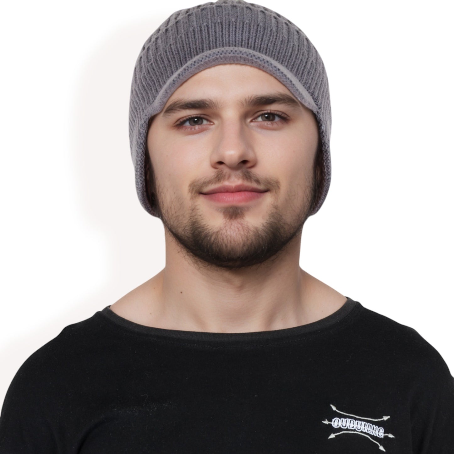 Anna-Kaci Men's Ribbed Knit Baseball Cap with Ear Flap Coverage for Winter Warmth and Style
