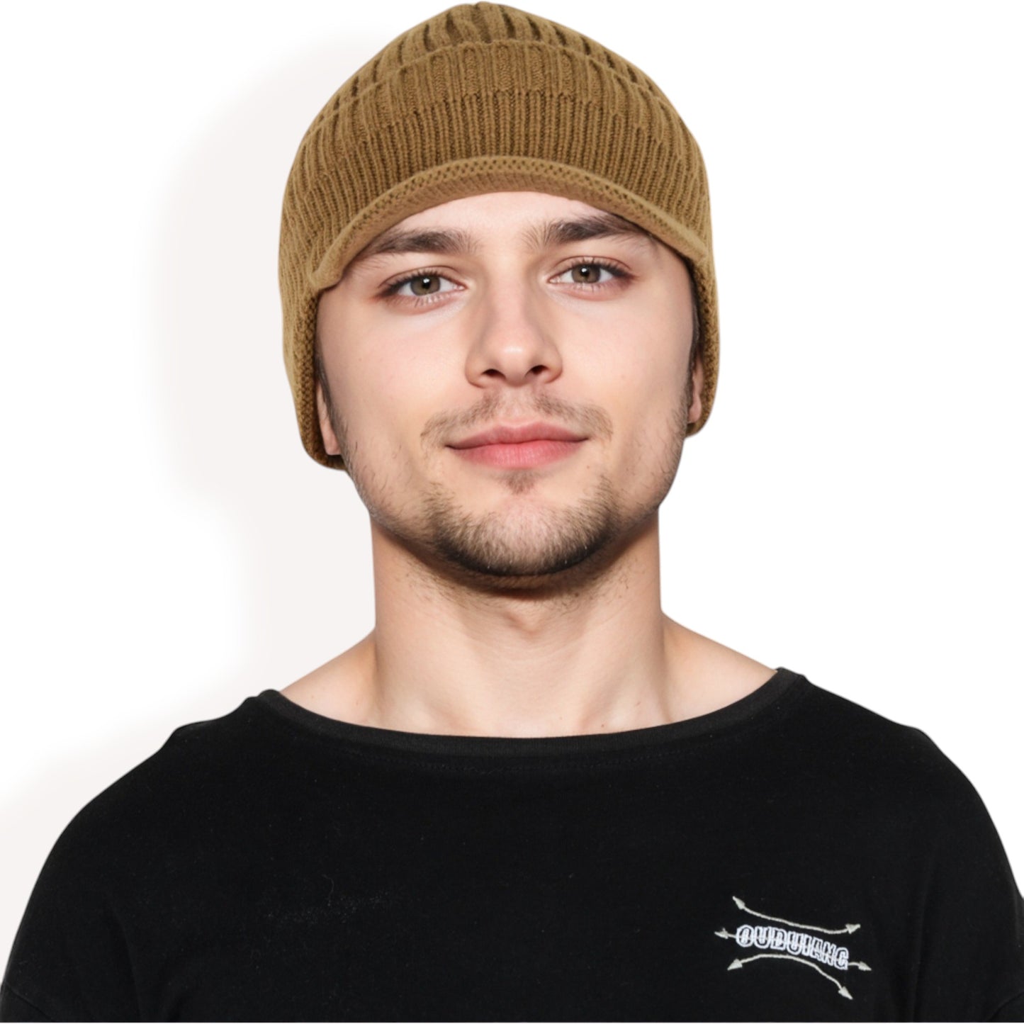 Anna-Kaci Men's Ribbed Knit Baseball Cap with Ear Flap Coverage for Winter Warmth and Style