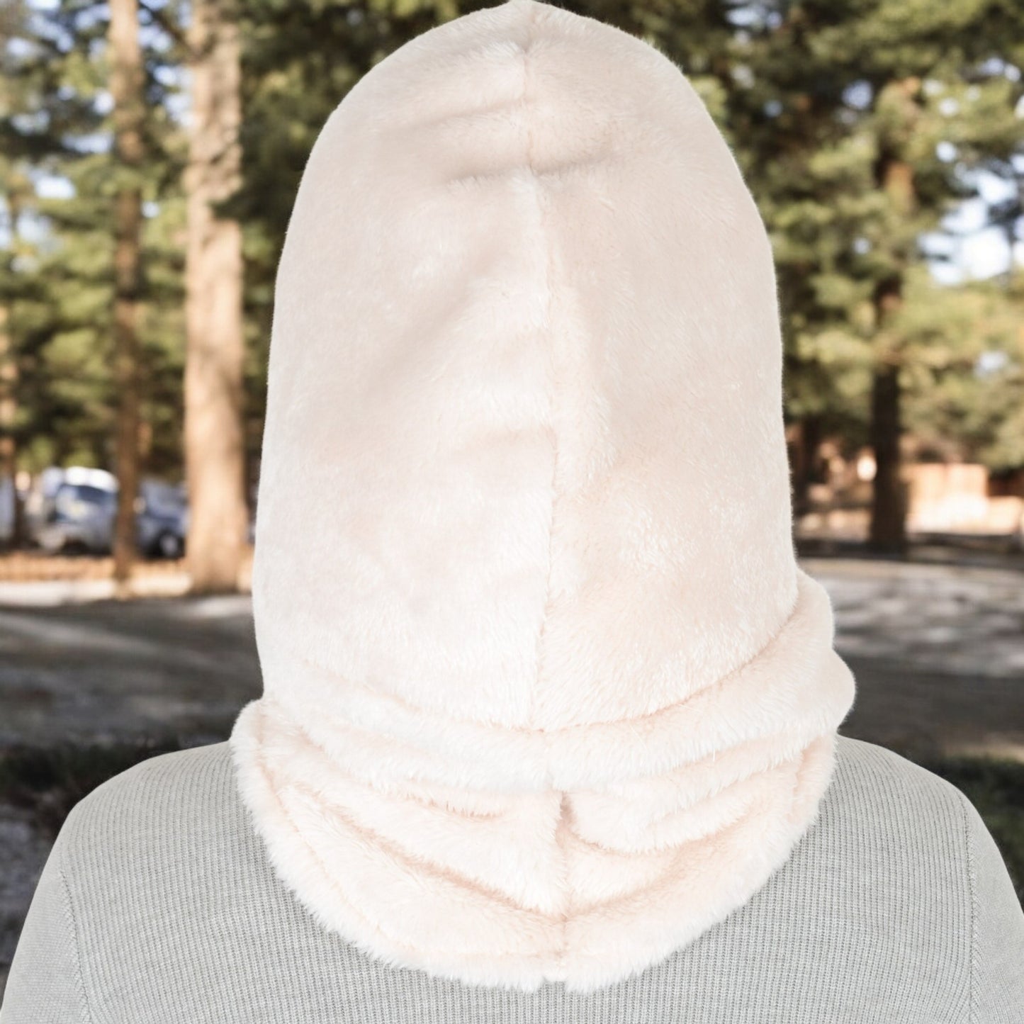 Anna-Kaci Women's Faux Shearling Hooded Scarf with Adjustable Drawstrings and Extended Neck Coverage