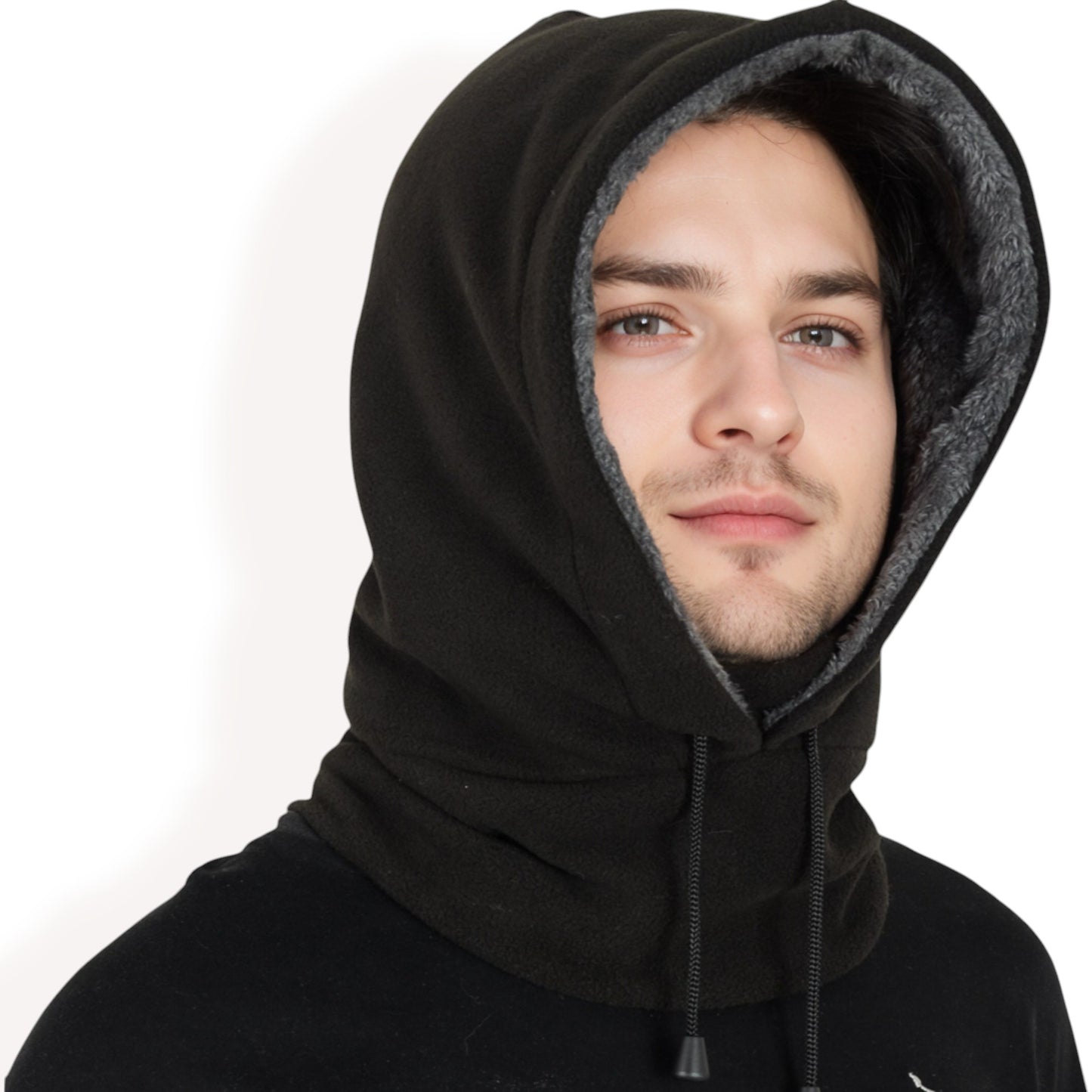 Anna-Kaci Men's Fleece Hooded Neck Warmer with Adjustable Drawstrings and Full Face Coverage for Cold Weather