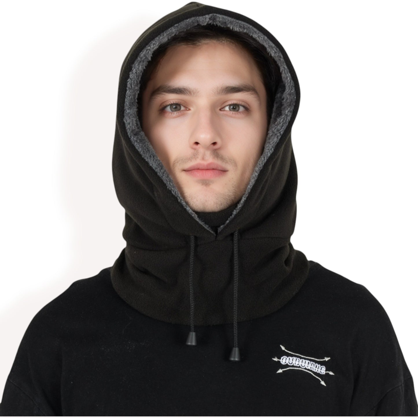 Anna-Kaci Men's Fleece Hooded Neck Warmer with Adjustable Drawstrings and Full Face Coverage for Cold Weather