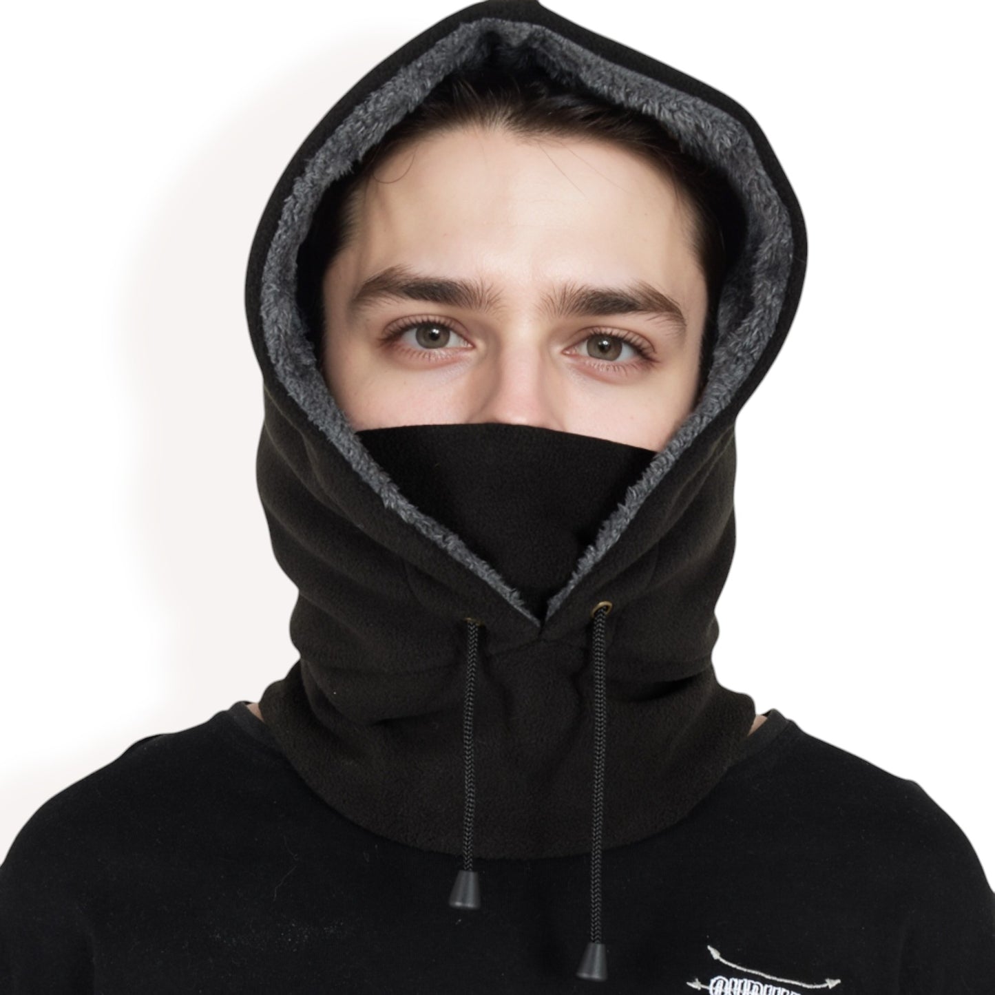 Anna-Kaci Men's Fleece Hooded Neck Warmer with Adjustable Drawstrings and Full Face Coverage for Cold Weather