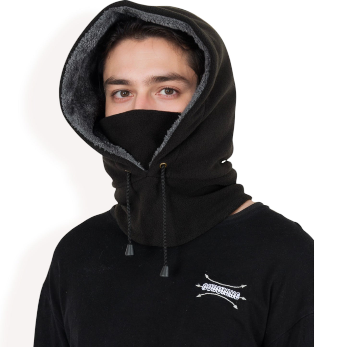 Anna-Kaci Men's Fleece Hooded Neck Warmer with Adjustable Drawstrings and Full Face Coverage for Cold Weather
