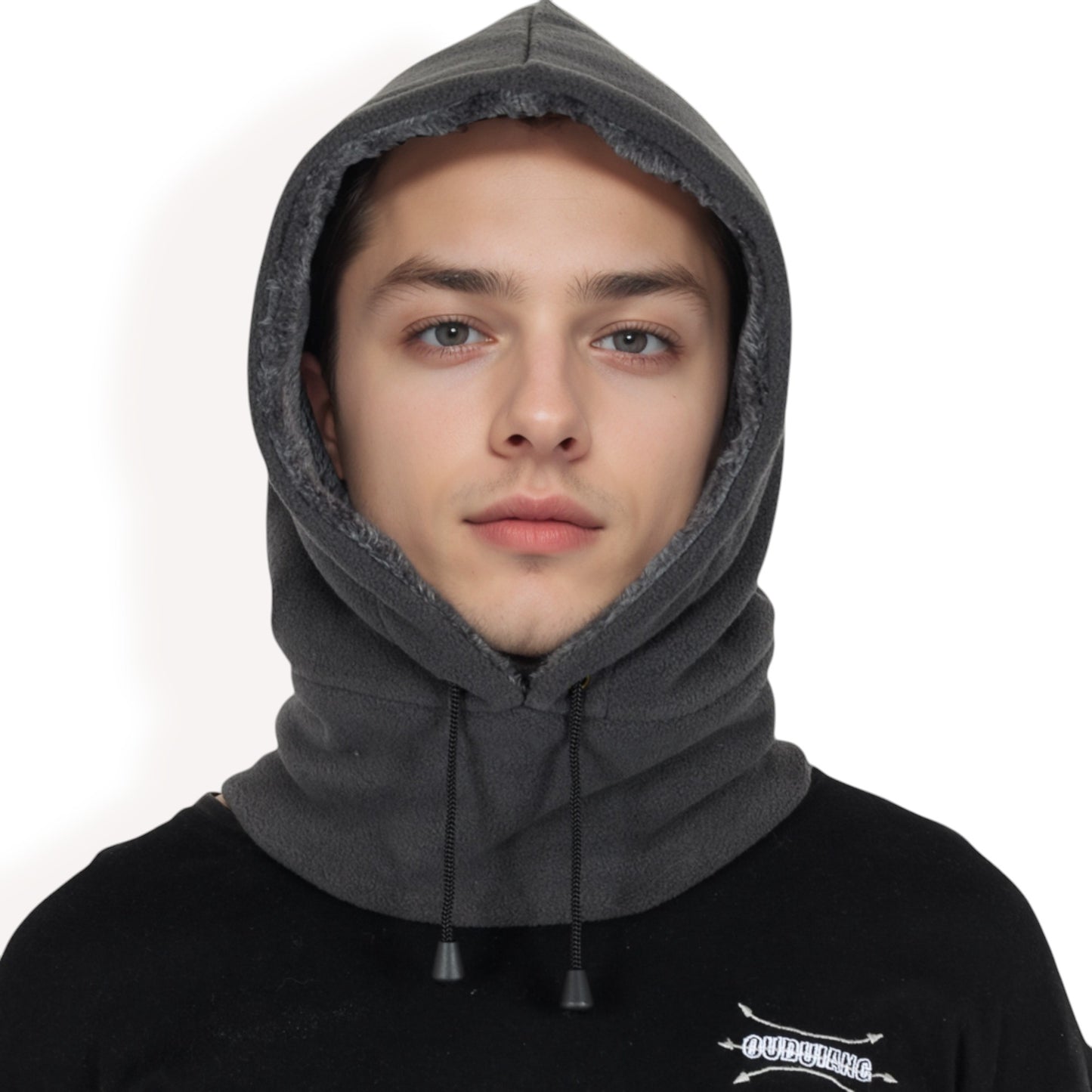 Anna-Kaci Men's Fleece Hooded Neck Warmer with Adjustable Drawstrings and Full Face Coverage for Cold Weather