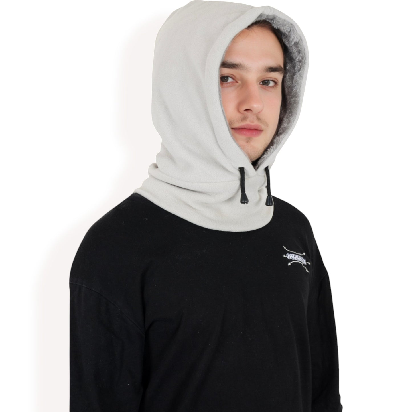 Anna-Kaci Men's Fleece Hooded Neck Warmer with Adjustable Drawstrings and Full Face Coverage for Cold Weather