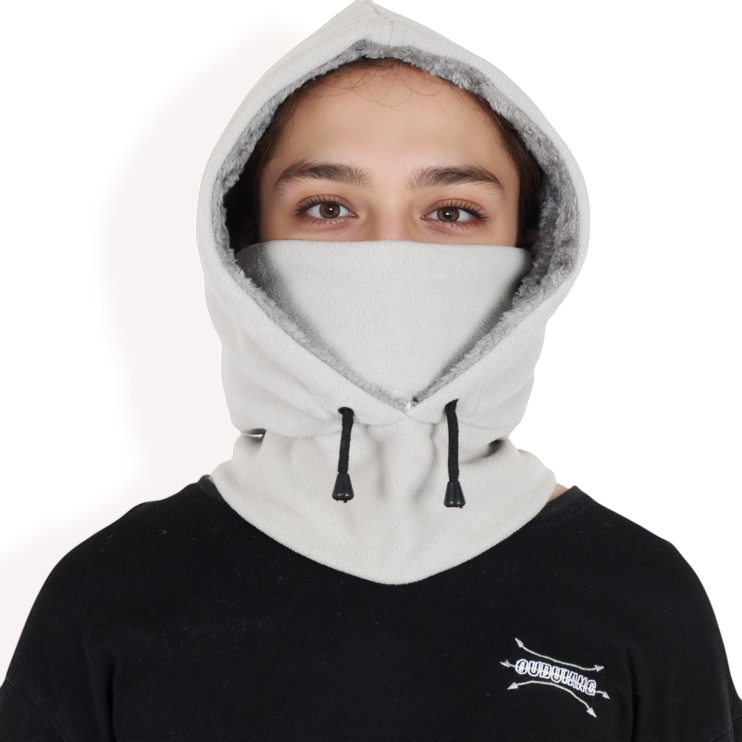 Anna-Kaci Men's Fleece Hooded Neck Warmer with Adjustable Drawstrings and Full Face Coverage for Cold Weather