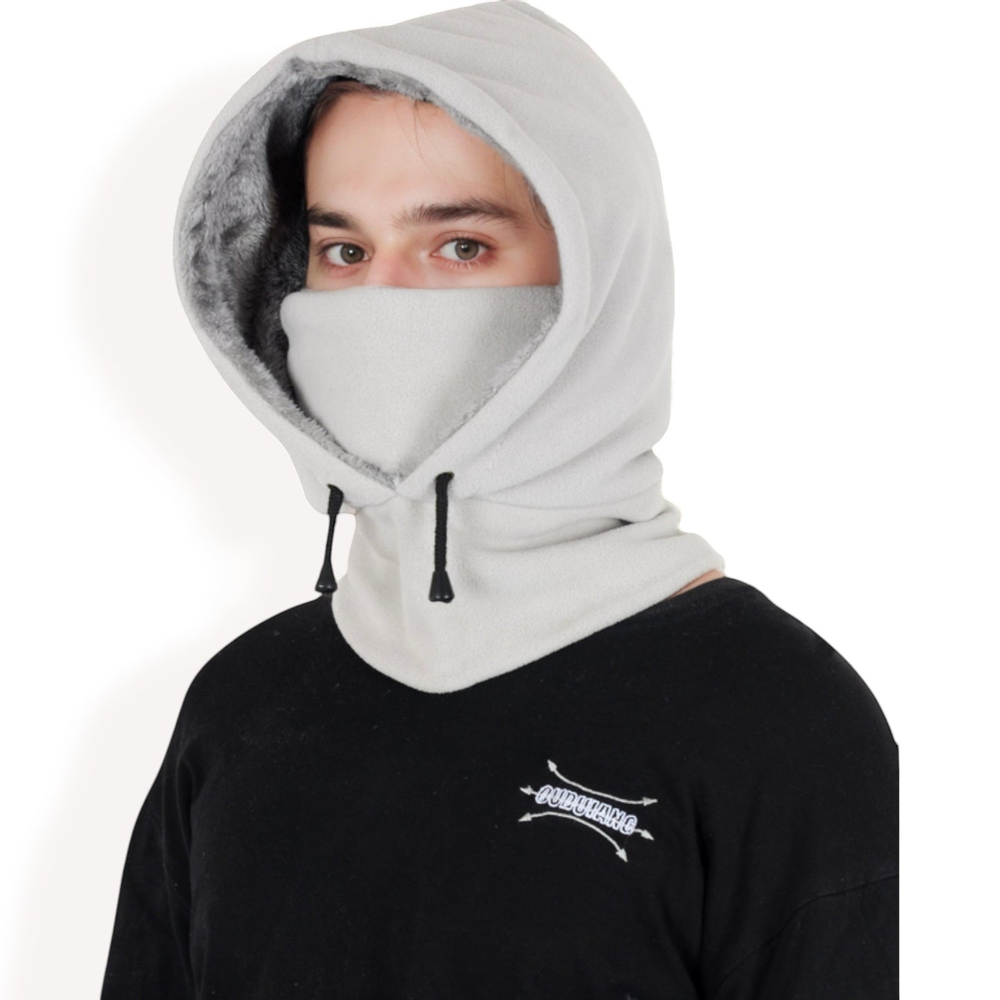 Anna-Kaci Men's Fleece Hooded Neck Warmer with Adjustable Drawstrings and Full Face Coverage for Cold Weather