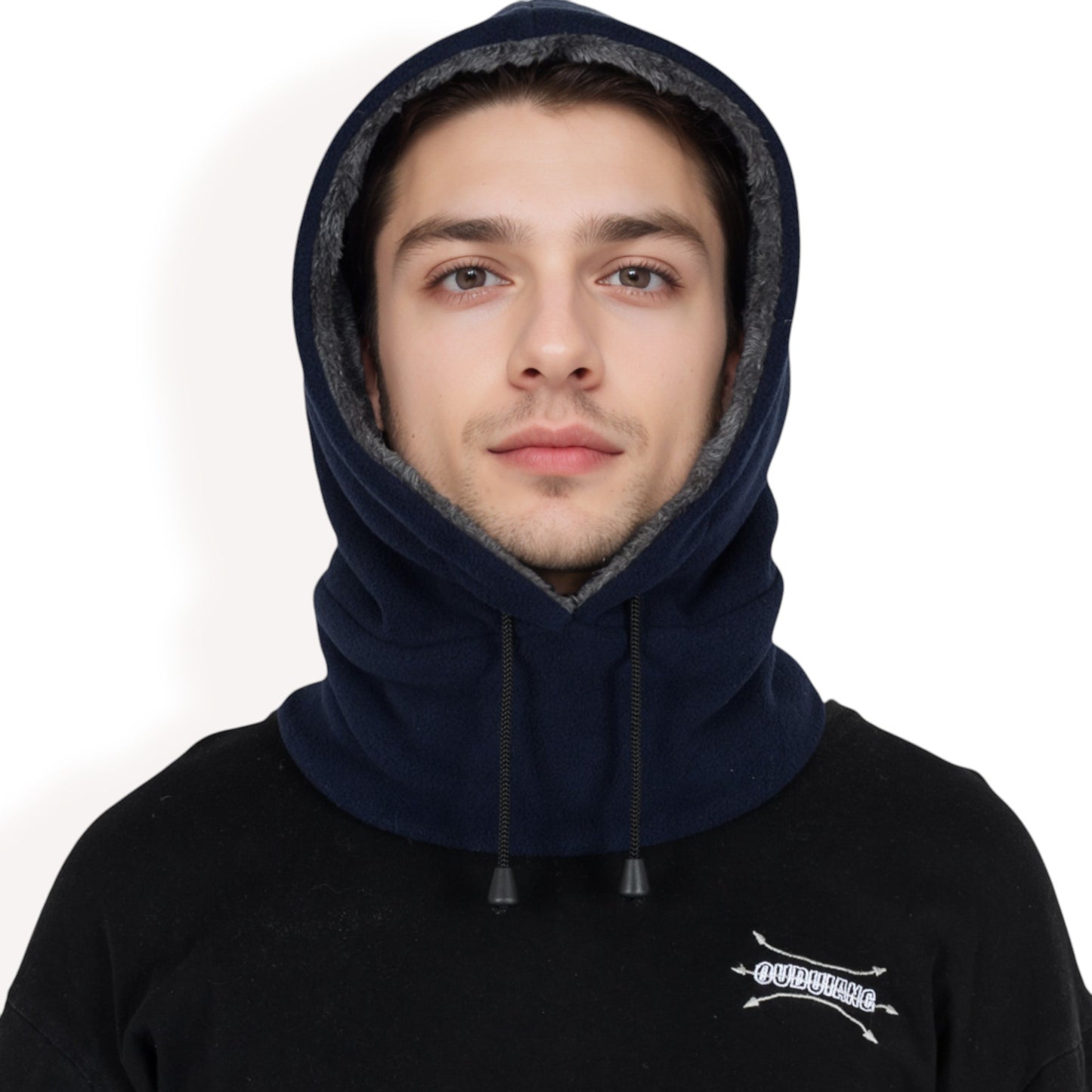 Anna-Kaci Men's Fleece Hooded Neck Warmer with Adjustable Drawstrings and Full Face Coverage for Cold Weather