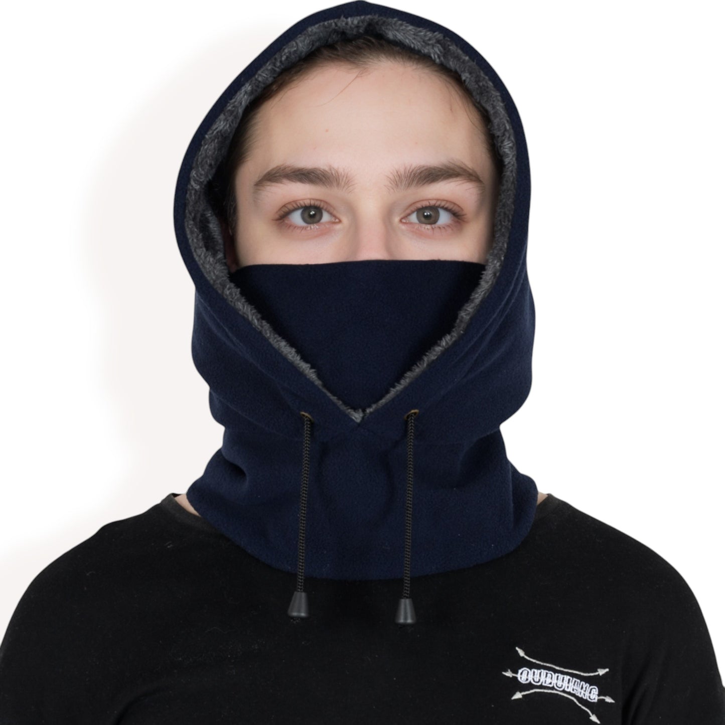 Anna-Kaci Men's Fleece Hooded Neck Warmer with Adjustable Drawstrings and Full Face Coverage for Cold Weather