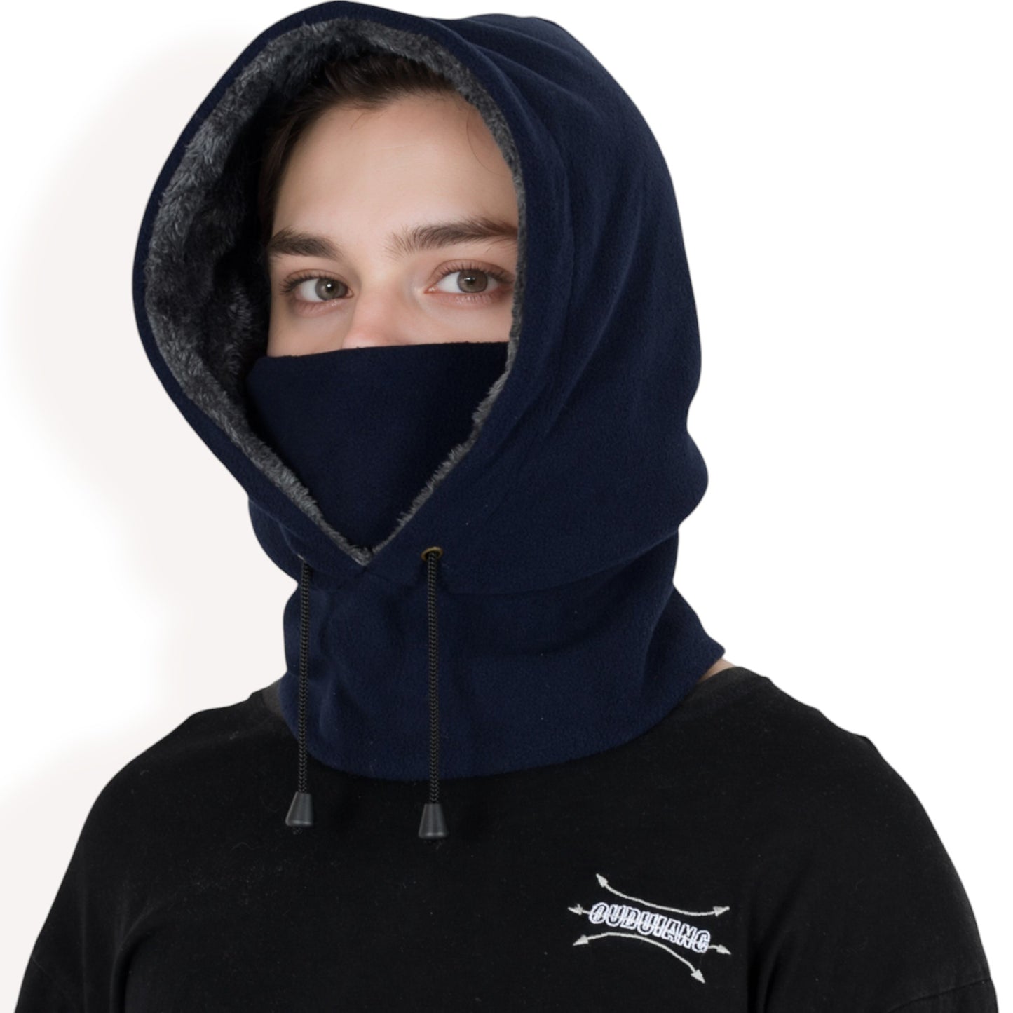 Anna-Kaci Men's Fleece Hooded Neck Warmer with Adjustable Drawstrings and Full Face Coverage for Cold Weather