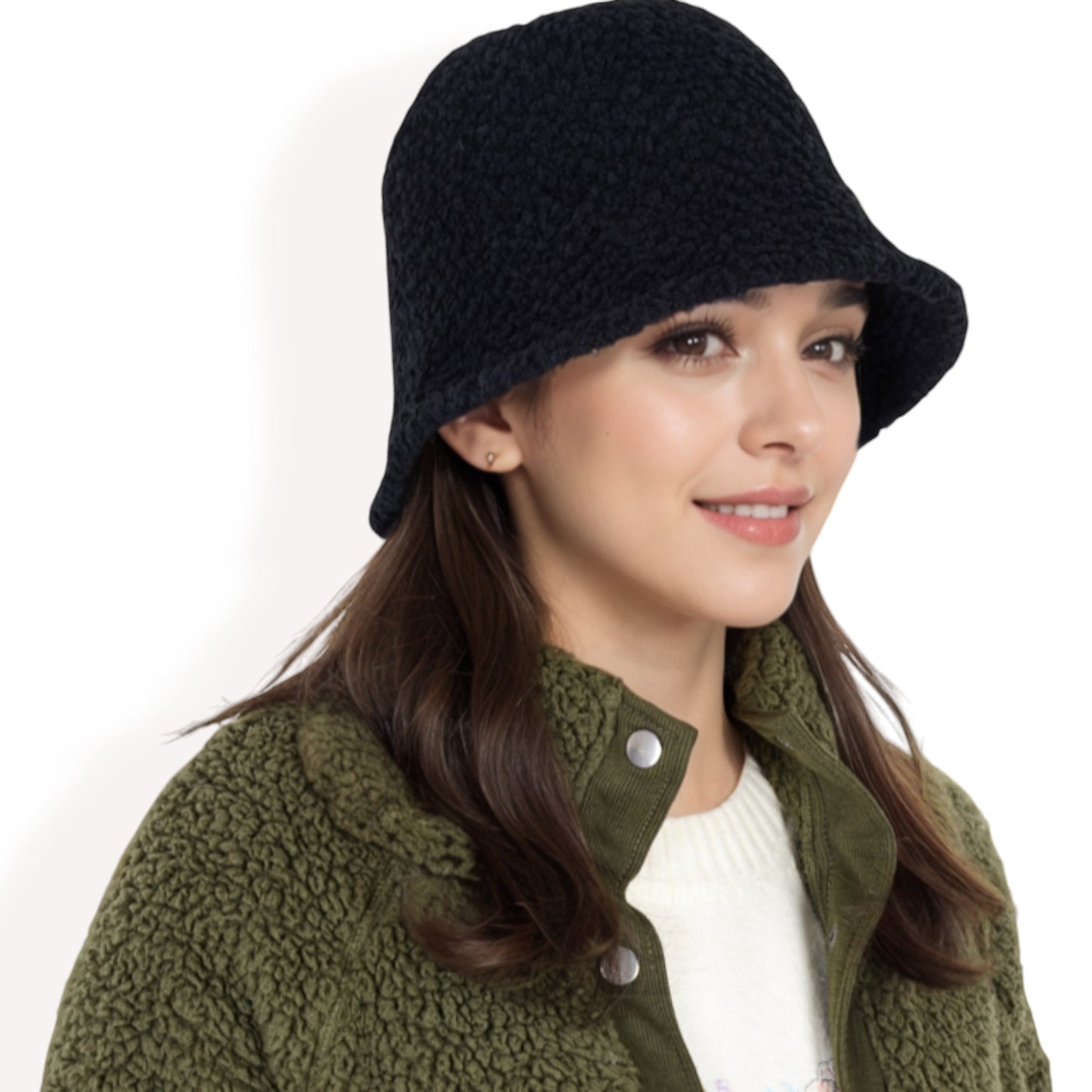 Anna-Kaci Women's High Pile Fleece Bucket Hat with Soft Textured Fabric and Modern Casual Design
