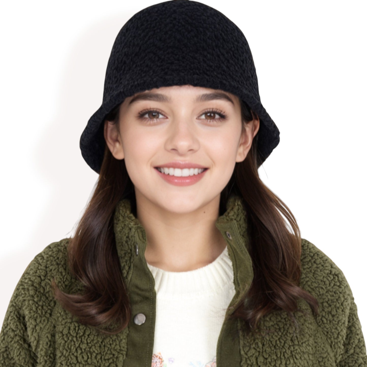 Anna-Kaci Women's High Pile Fleece Bucket Hat with Soft Textured Fabric and Modern Casual Design