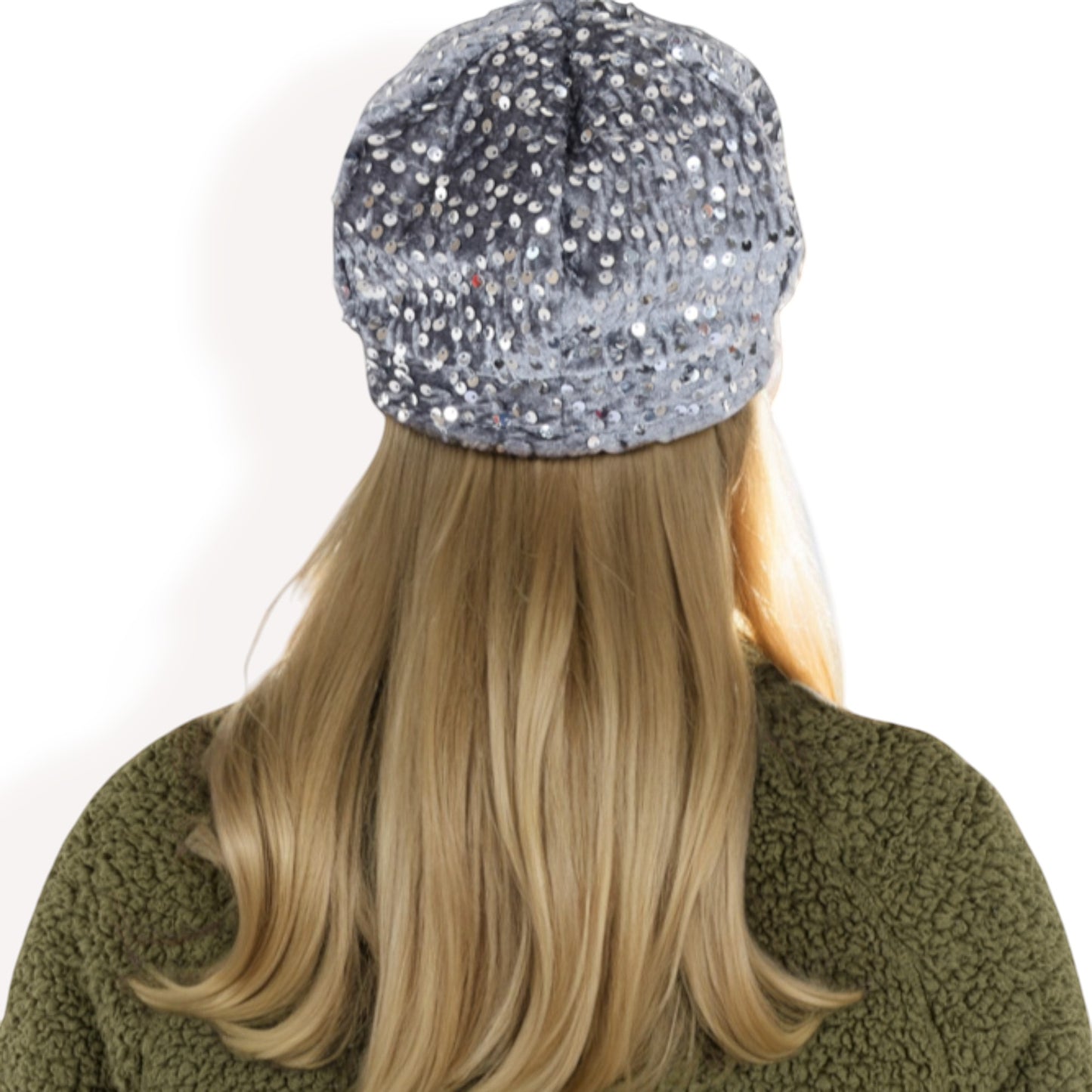 Anna-Kaci Women's Sequin Velvet Beret with Sparkling Embellishments and Comfortable Satin-Lined Interior