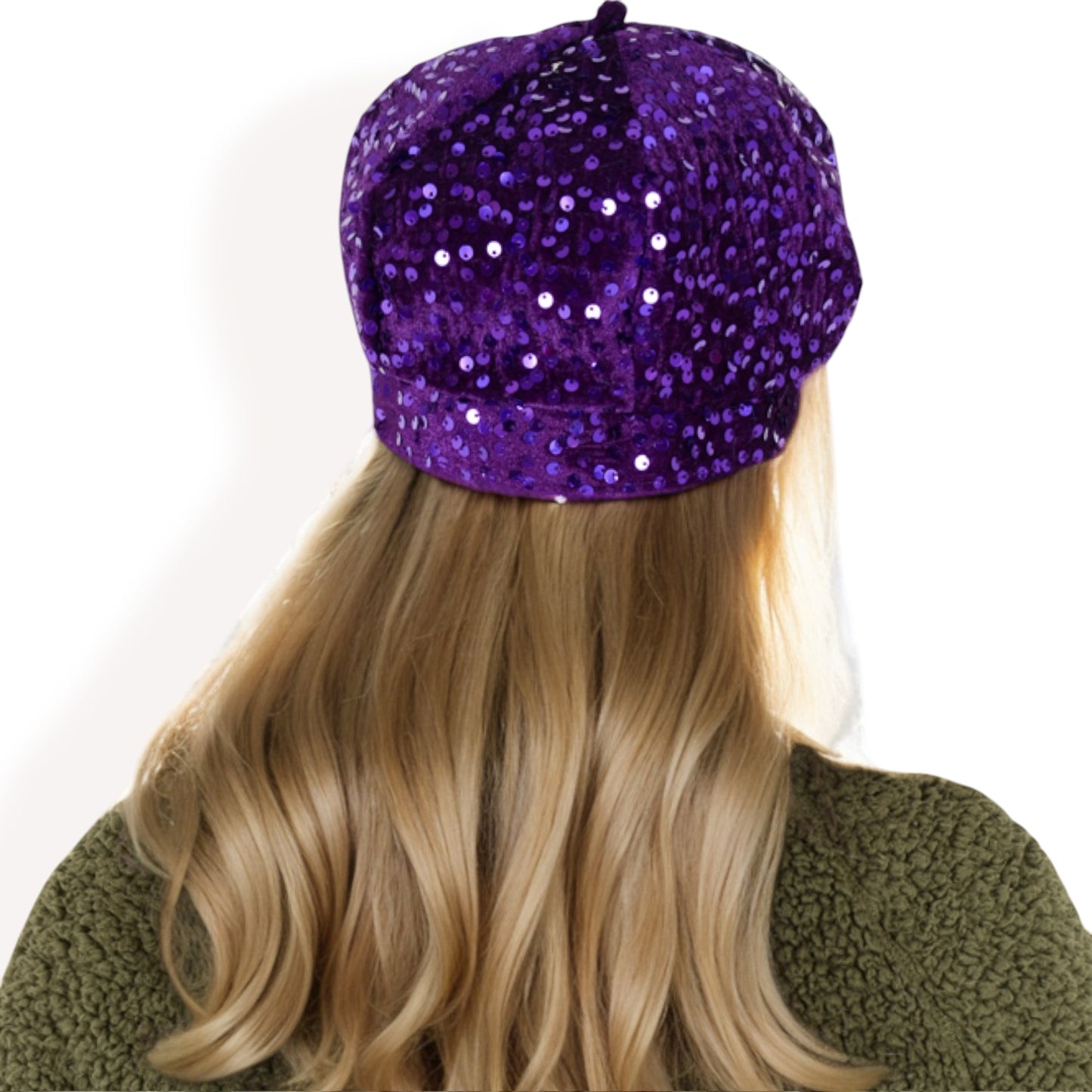 Anna-Kaci Women's Sequin Velvet Beret with Sparkling Embellishments and Comfortable Satin-Lined Interior