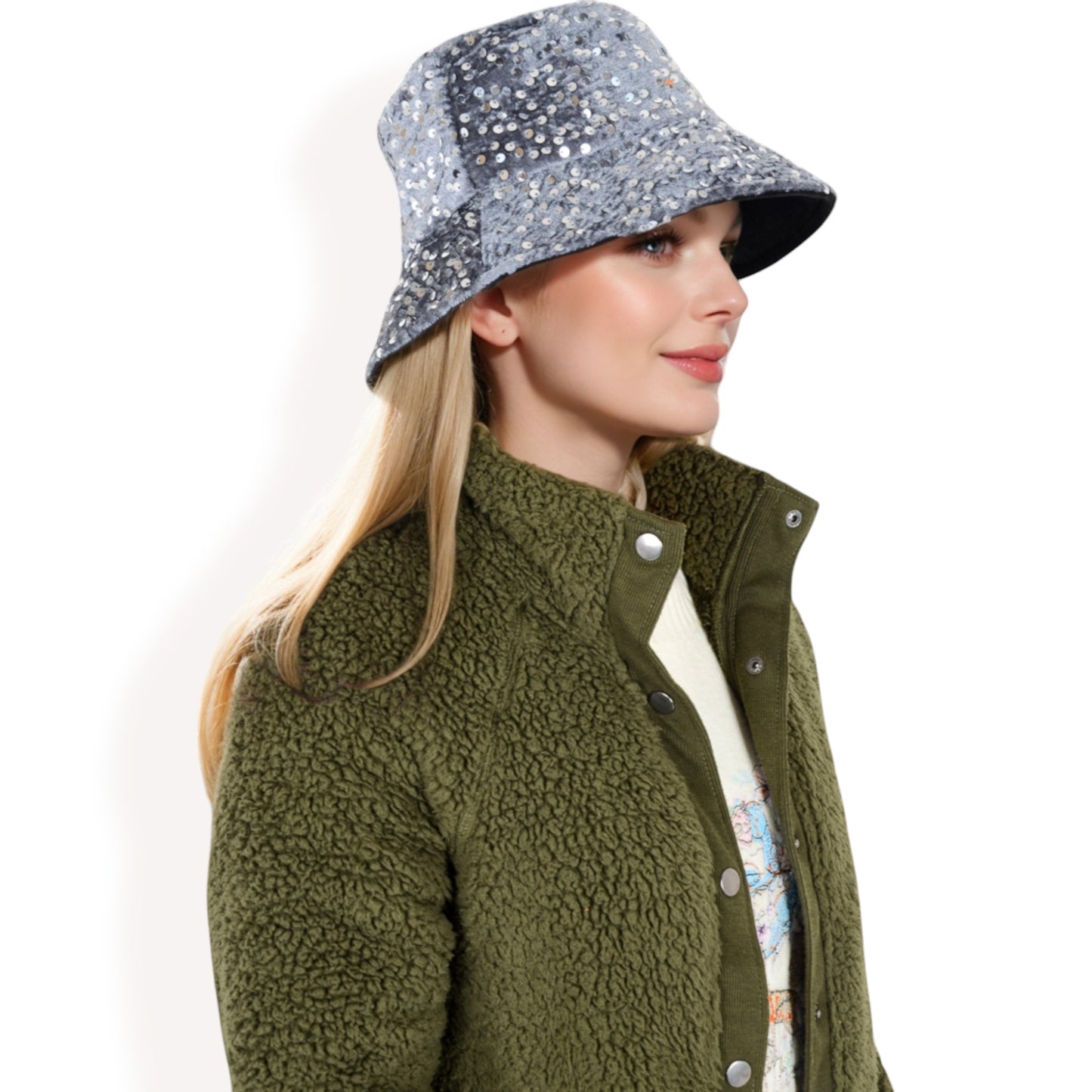 Anna-Kaci Women's Sequin Bucket Hat with Sparkling Design and Reversible Feature for Stylish Casual or Party Looks