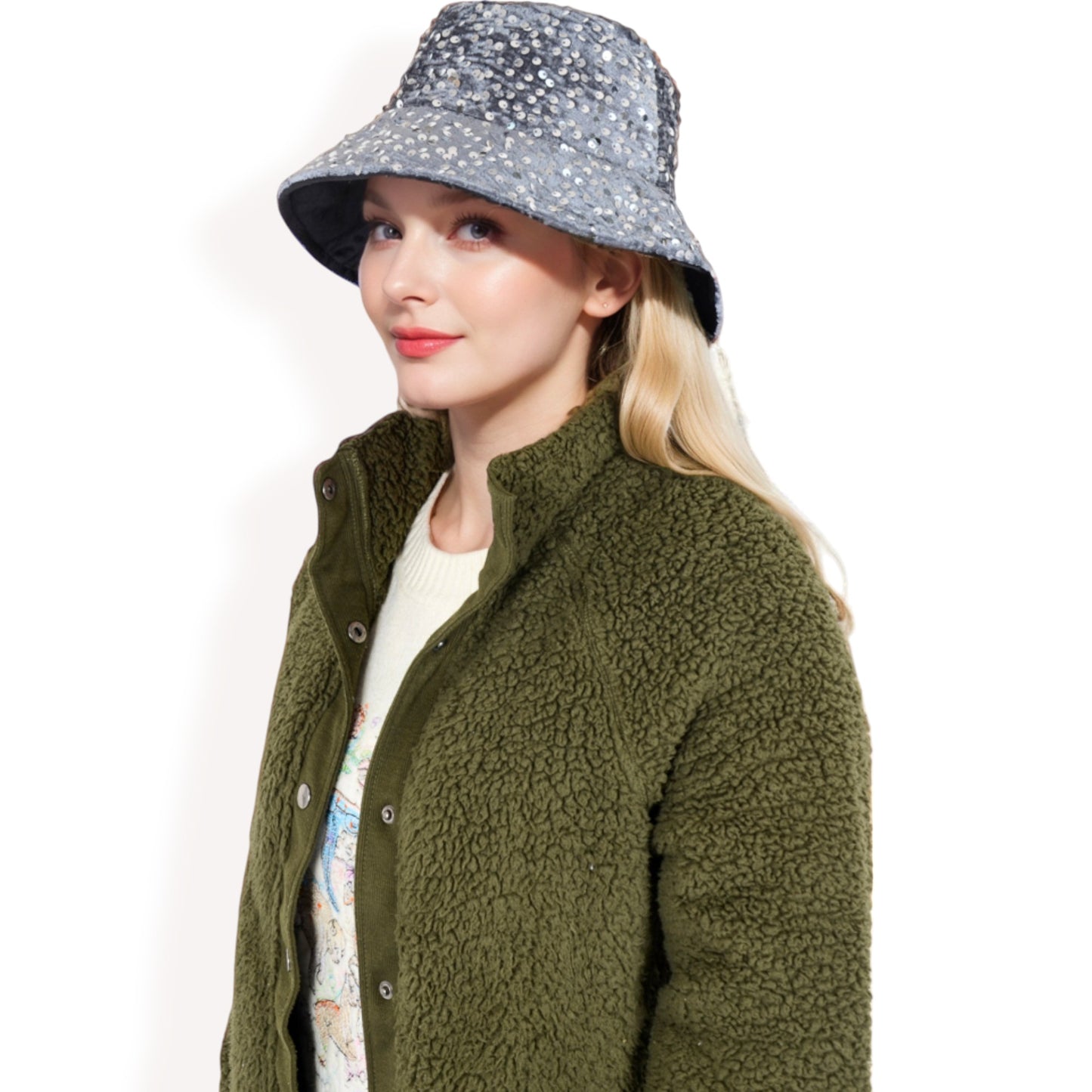 Anna-Kaci Women's Sequin Bucket Hat with Sparkling Design and Reversible Feature for Stylish Casual or Party Looks