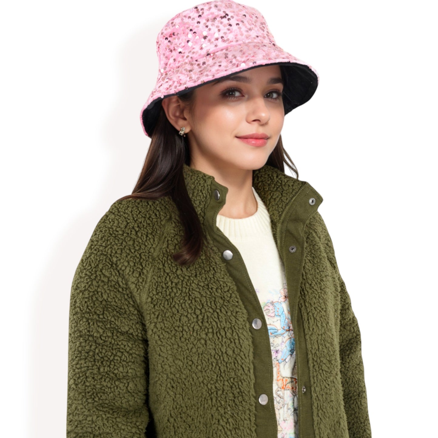 Anna-Kaci Women's Sequin Bucket Hat with Sparkling Design and Reversible Feature for Stylish Casual or Party Looks