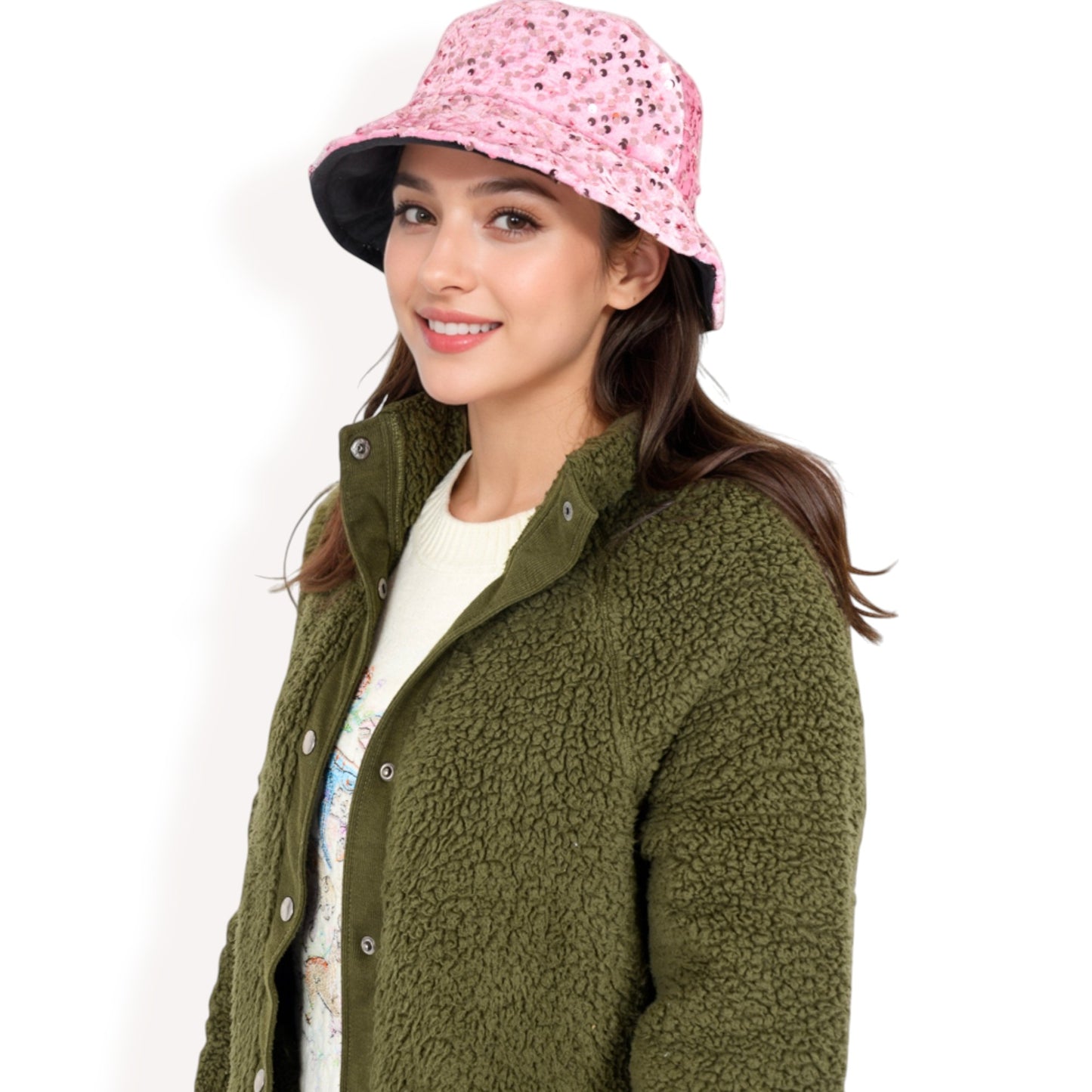 Anna-Kaci Women's Sequin Bucket Hat with Sparkling Design and Reversible Feature for Stylish Casual or Party Looks