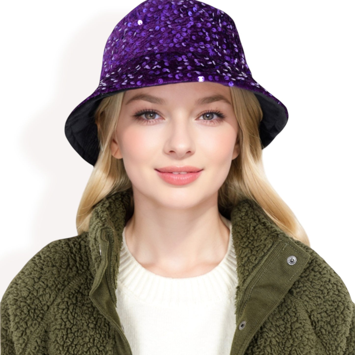 Anna-Kaci Women's Sequin Bucket Hat with Sparkling Design and Reversible Feature for Stylish Casual or Party Looks