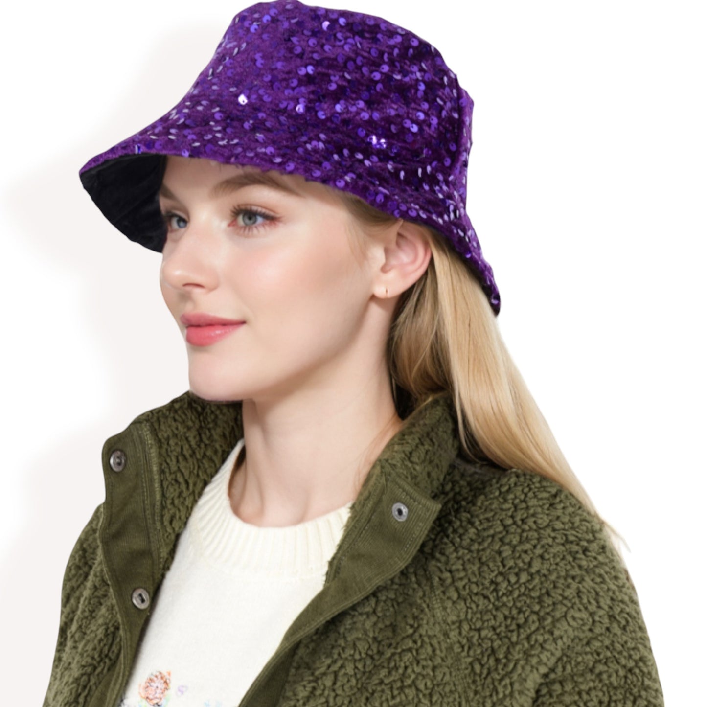 Anna-Kaci Women's Sequin Bucket Hat with Sparkling Design and Reversible Feature for Stylish Casual or Party Looks