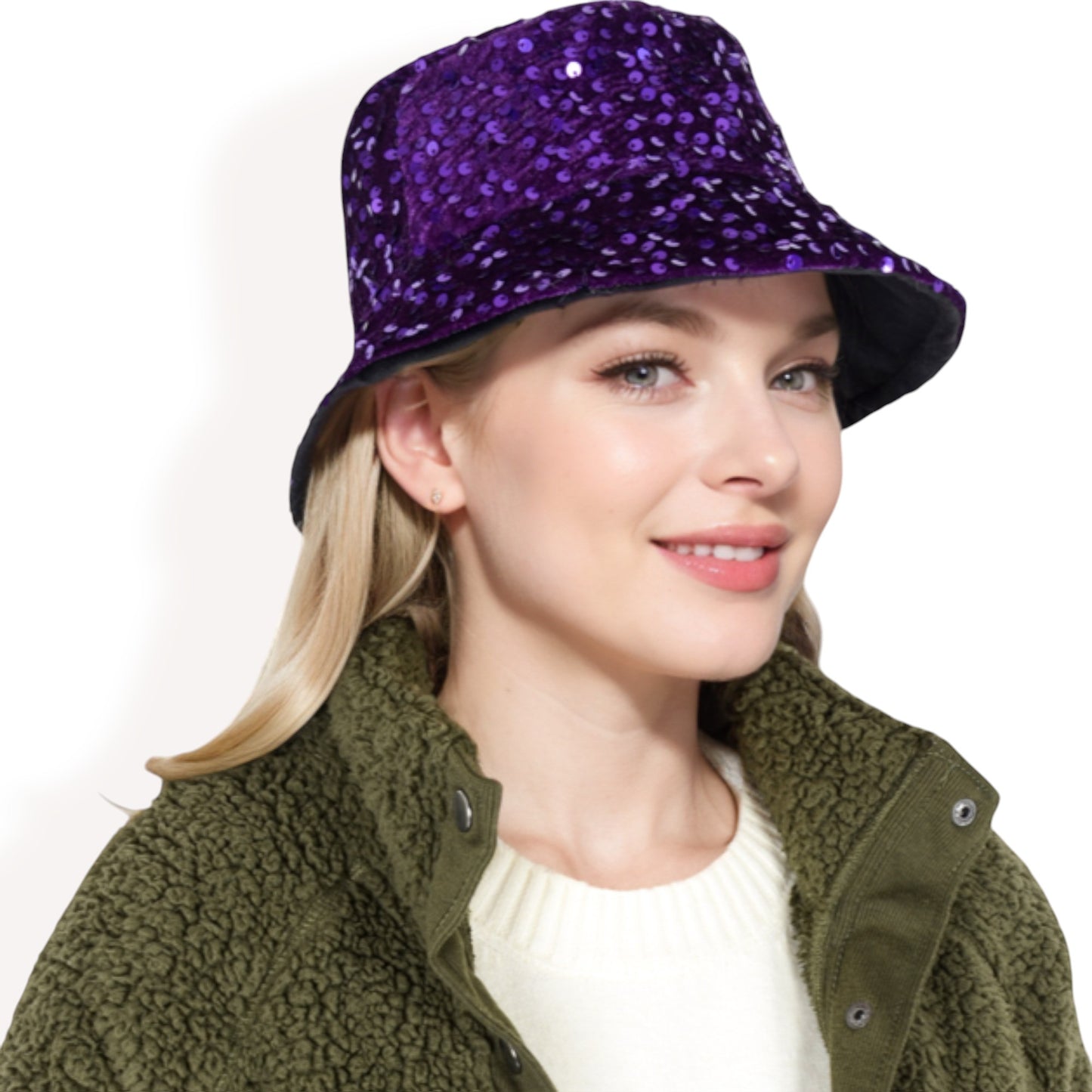Anna-Kaci Women's Sequin Bucket Hat with Sparkling Design and Reversible Feature for Stylish Casual or Party Looks