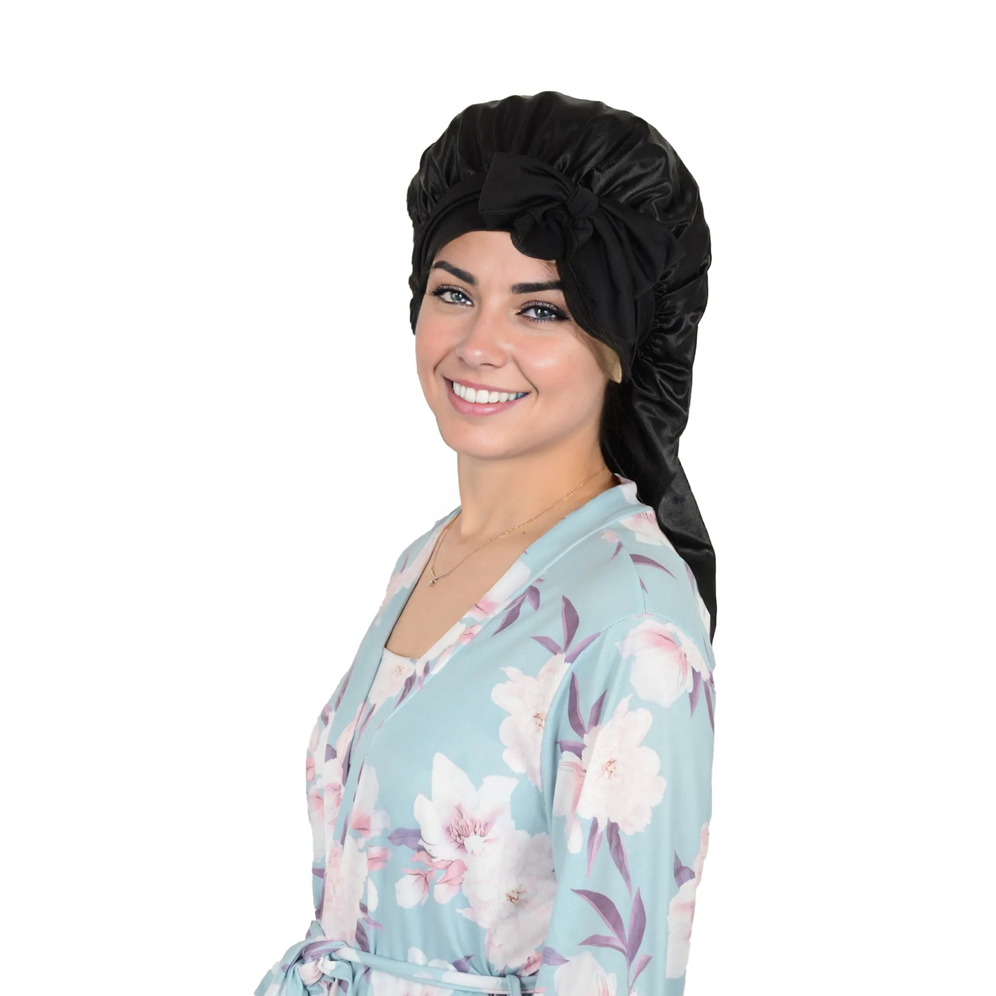 Anna-Kaci Satin Long Bonnet Sleep Cap with Stretch Turban Band for Hair Protection and Moisture Retention