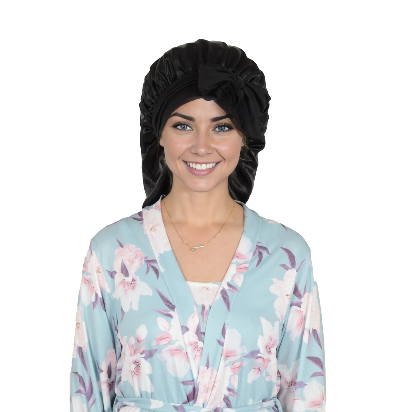 Anna-Kaci Satin Long Bonnet Sleep Cap with Stretch Turban Band for Hair Protection and Moisture Retention