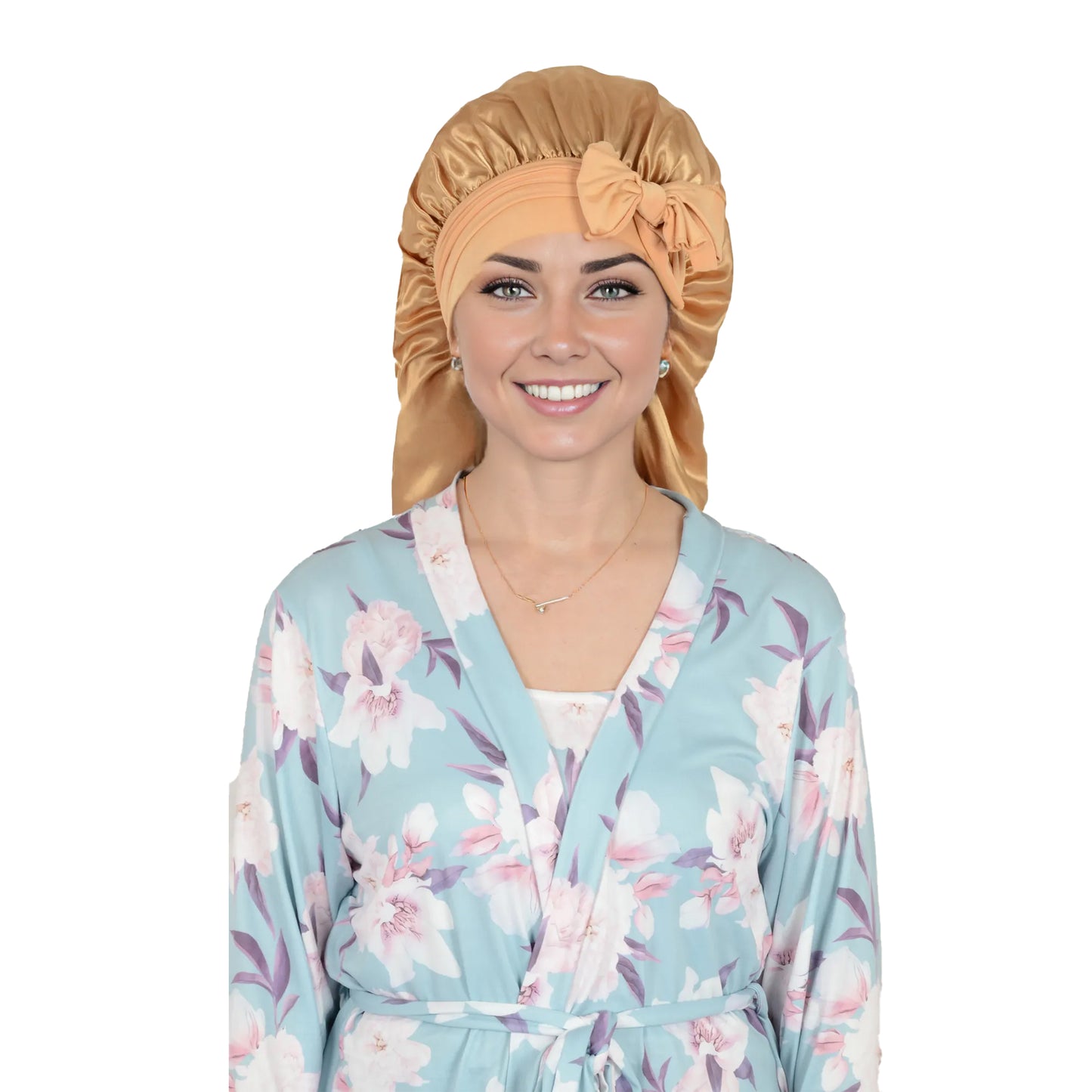 Anna-Kaci Satin Long Bonnet Sleep Cap with Stretch Turban Band for Hair Protection and Moisture Retention