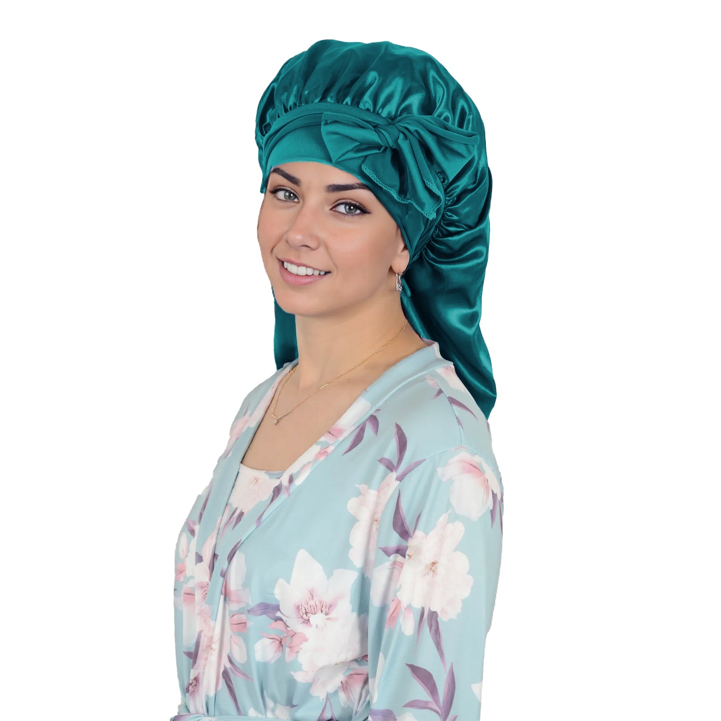 Anna-Kaci Satin Long Bonnet Sleep Cap with Stretch Turban Band for Hair Protection and Moisture Retention