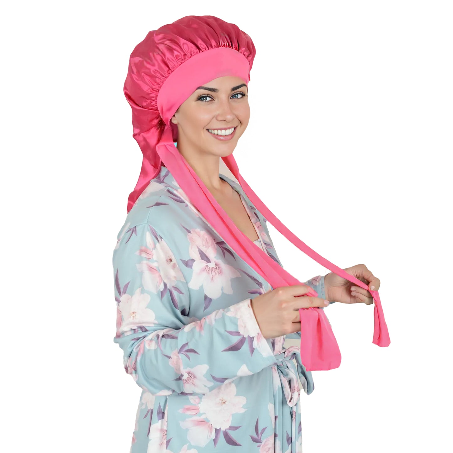 Anna-Kaci Satin Long Bonnet Sleep Cap with Stretch Turban Band for Hair Protection and Moisture Retention