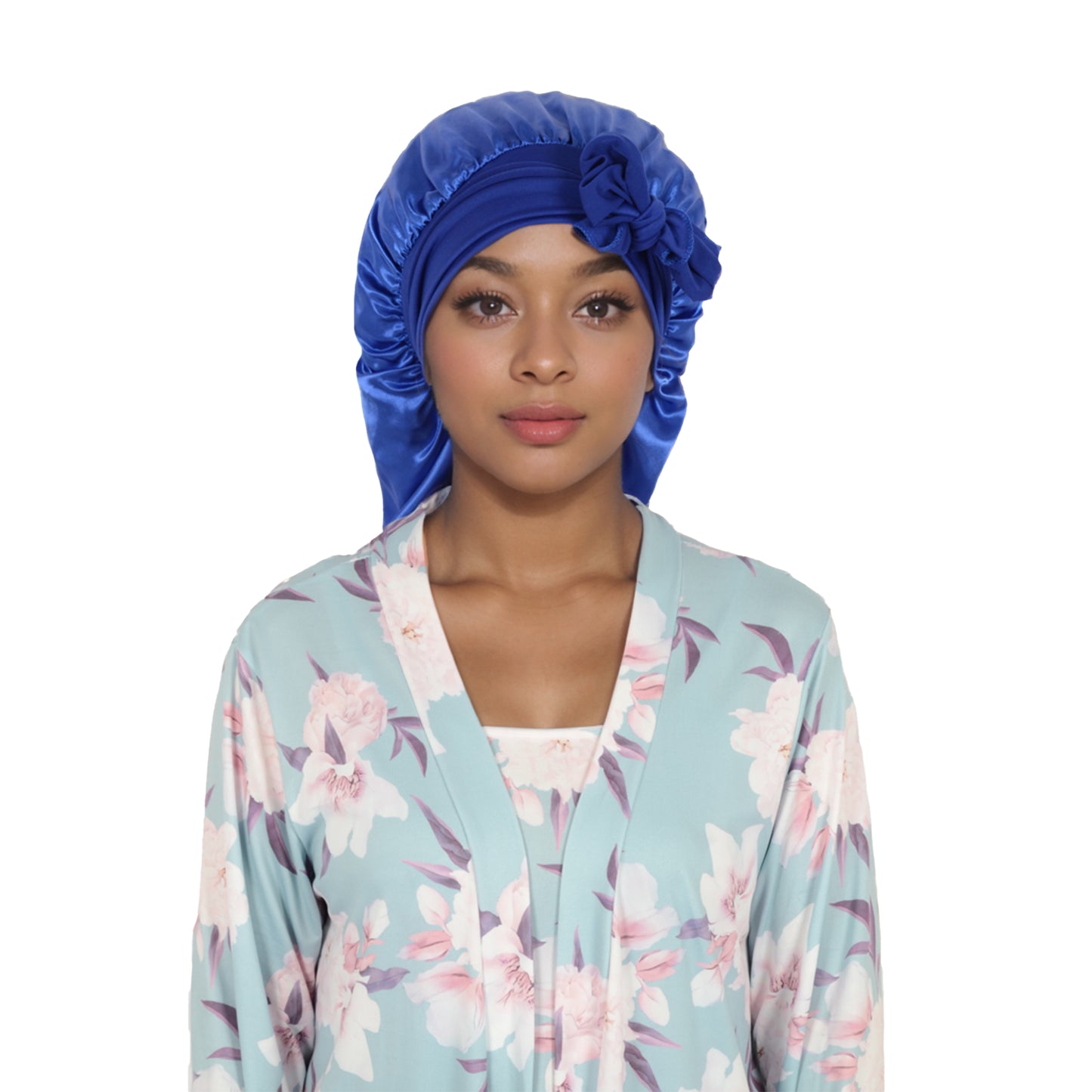 Anna-Kaci Satin Long Bonnet Sleep Cap with Stretch Turban Band for Hair Protection and Moisture Retention