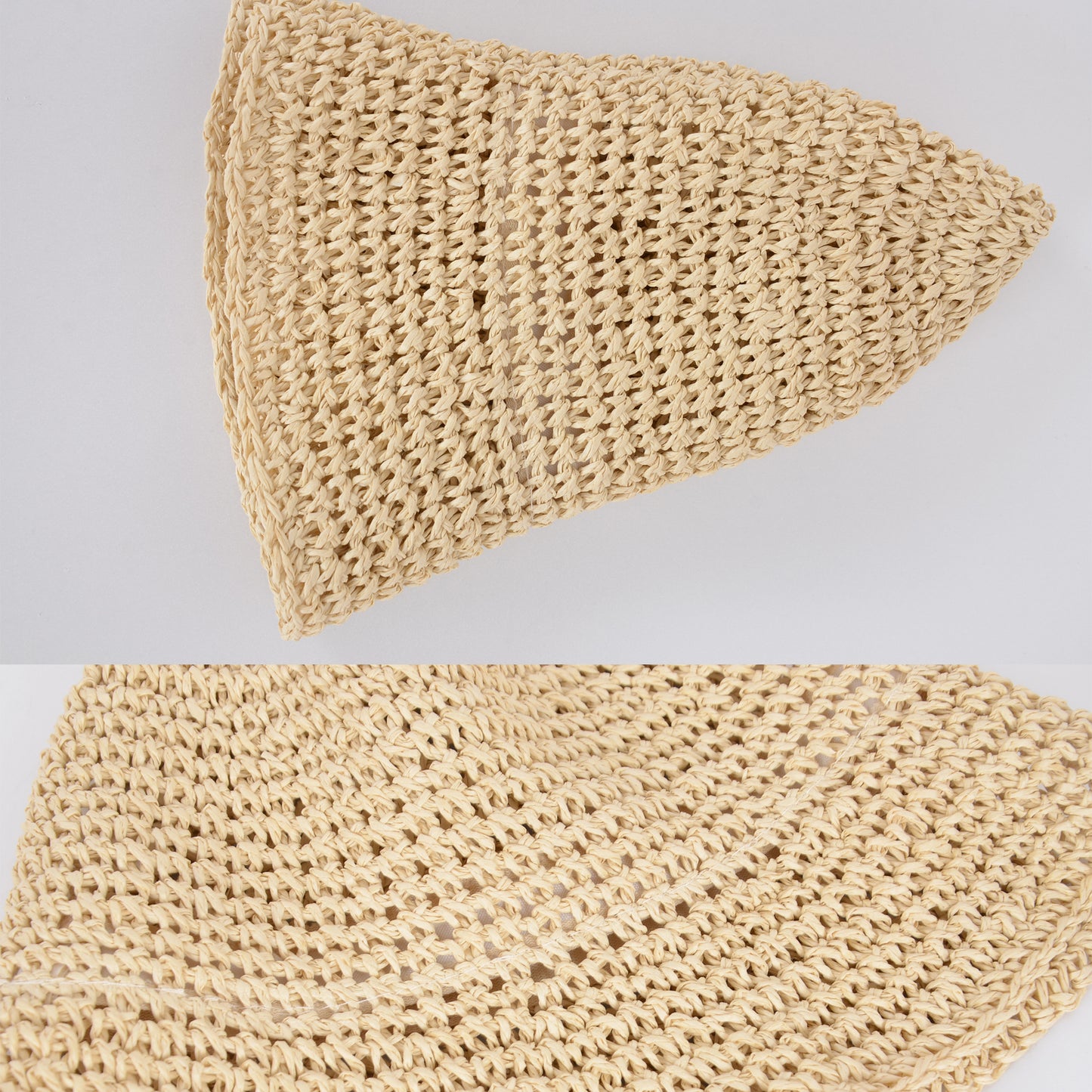 Anna-Kaci Crochet Raffia Bucket Hat Lightweight Foldable Wide Brim Sun Hat for Stylish Summer Protection