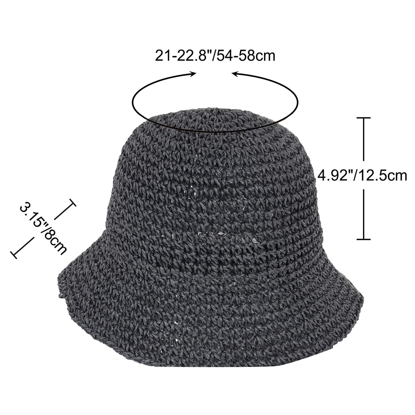 Anna-Kaci Crochet Raffia Bucket Hat Lightweight Foldable Wide Brim Sun Hat for Stylish Summer Protection