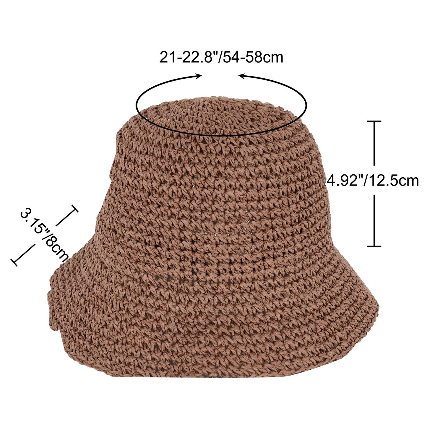 Anna-Kaci Crochet Raffia Bucket Hat Lightweight Foldable Wide Brim Sun Hat for Stylish Summer Protection