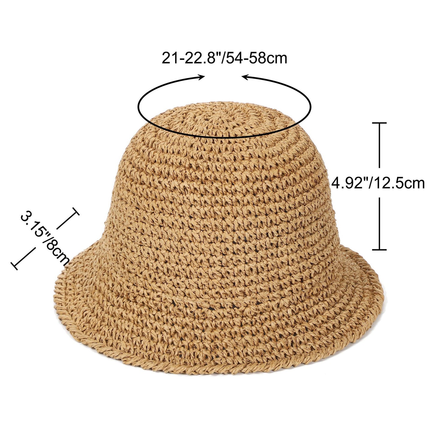 Anna-Kaci Crochet Raffia Bucket Hat Lightweight Foldable Wide Brim Sun Hat for Stylish Summer Protection