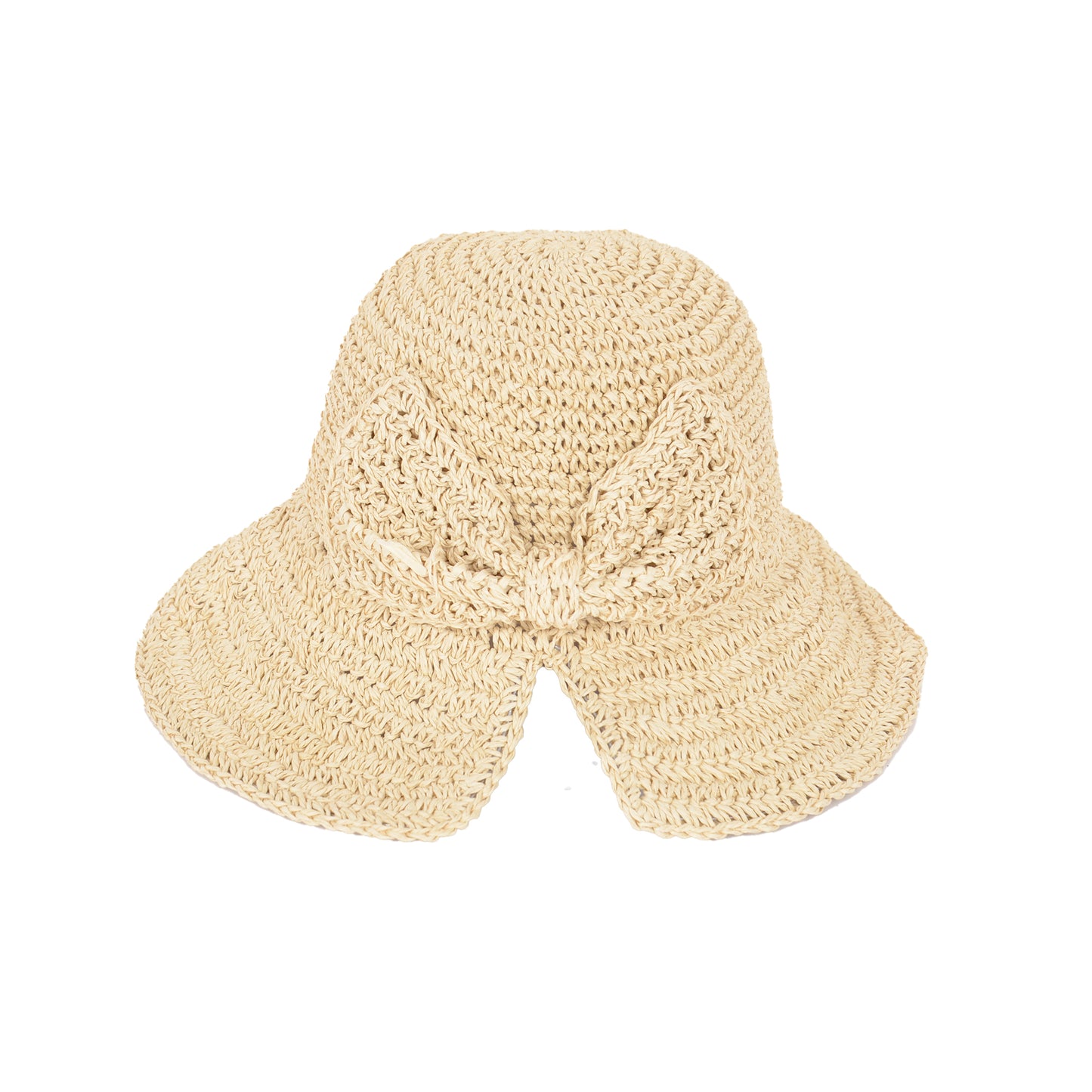 Anna-Kaci Crochet Raffia Sun Hat with Wide Brim and Bow Detail Foldable Summer Beach Hat for Stylish Sun Protection