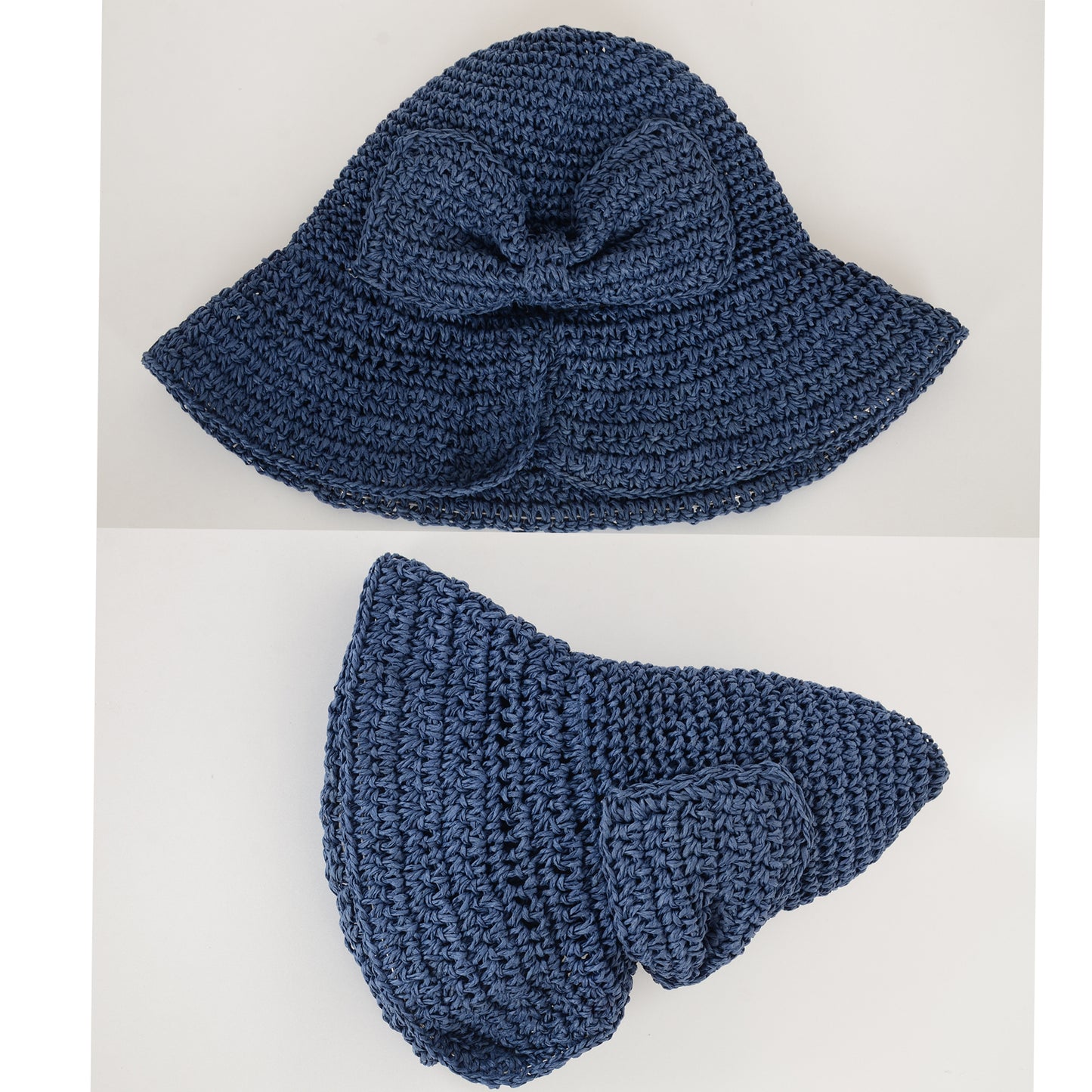 Anna-Kaci Crochet Raffia Sun Hat with Wide Brim and Bow Detail Foldable Summer Beach Hat for Stylish Sun Protection