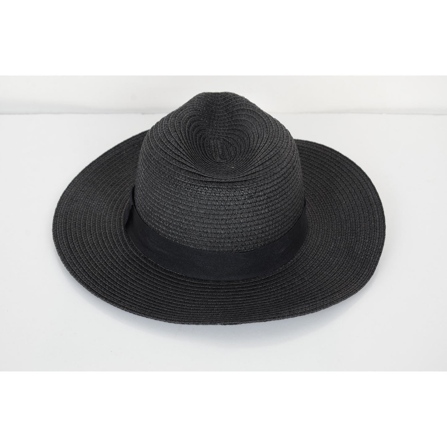 Anna-Kaci Wide Brim Straw Fedora Sun Hat with Black Band Lightweight Packable Summer Panama Hat for UV Protection