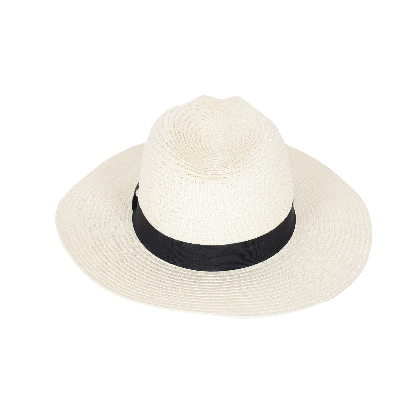 Anna-Kaci Wide Brim Straw Fedora Sun Hat with Black Band Lightweight Packable Summer Panama Hat for UV Protection