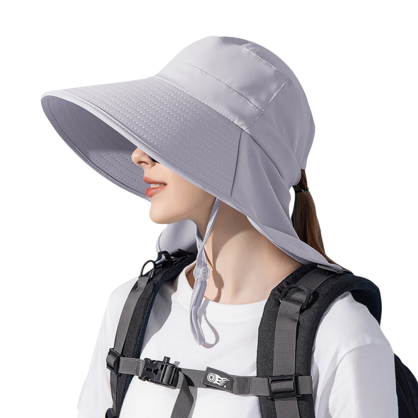 Anna-Kaci Women Ponytail Sun Hat Wide Brim Sun Hat with Flap Packable Adjustable Summer Beach Hat