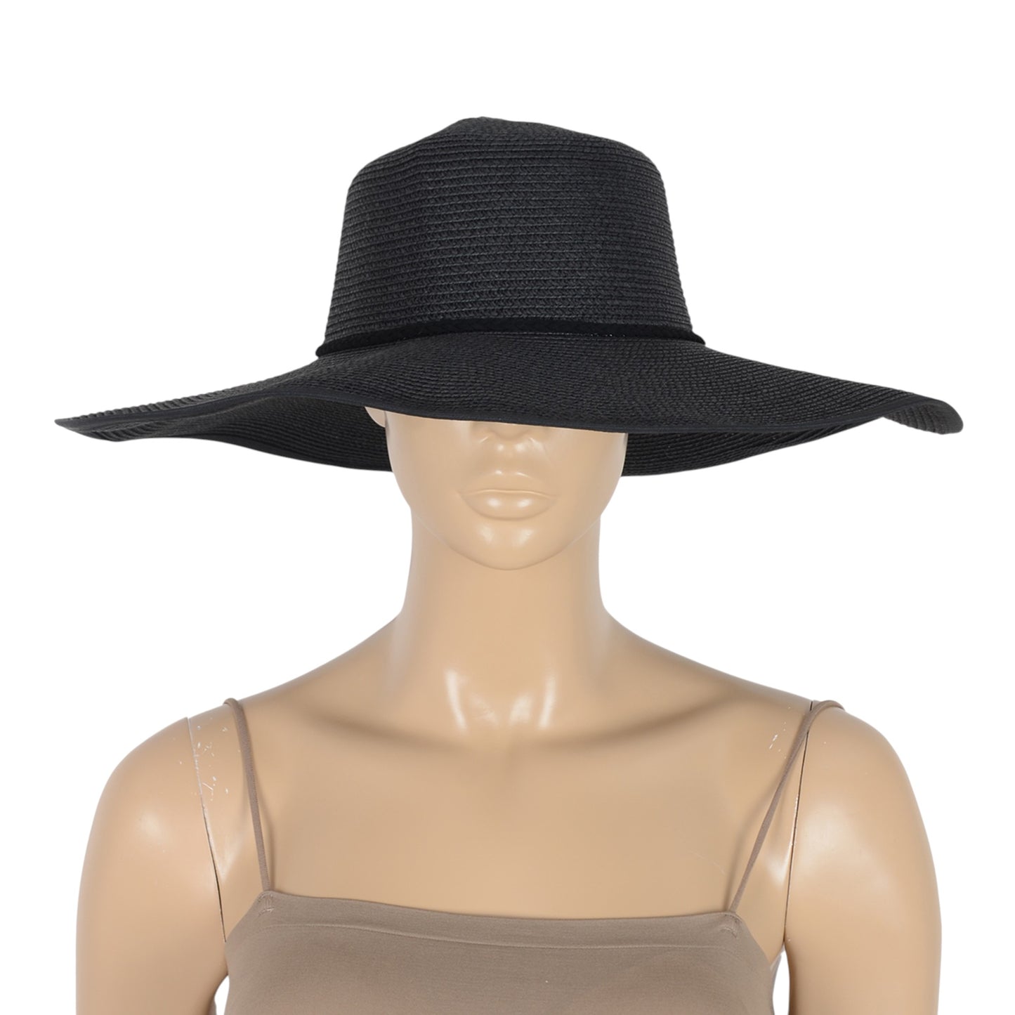 Anna-Kaci Wide Brim Straw Sun Hat with Braided Cord Detail Lightweight Packable Design for Beach Outdoor Protection