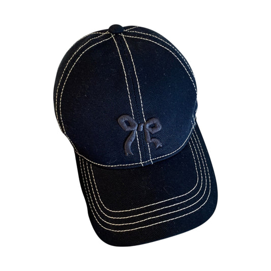Anna-Kaci Women's Embroidered Bow Baseball Cap with Contrast Stitching and Curved Brim