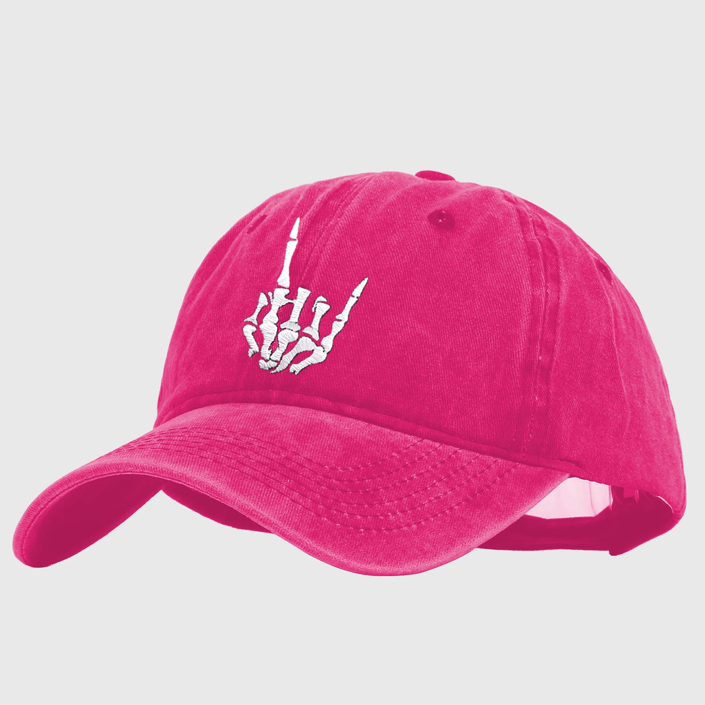 Anna-Kaci Women's Vintage Washed Skull Hand Embroidered Baseball Cap
